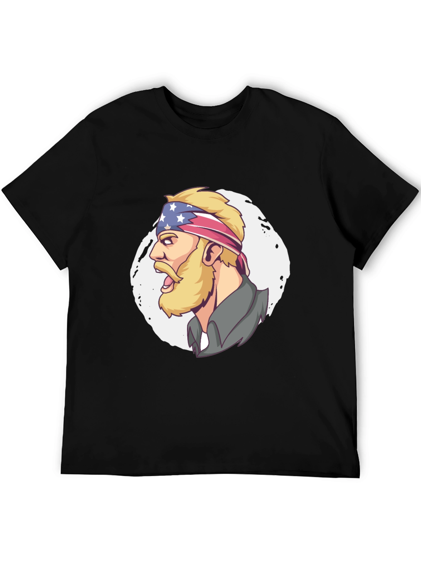 Patriotic Bearded Man Graphic T-Shirt