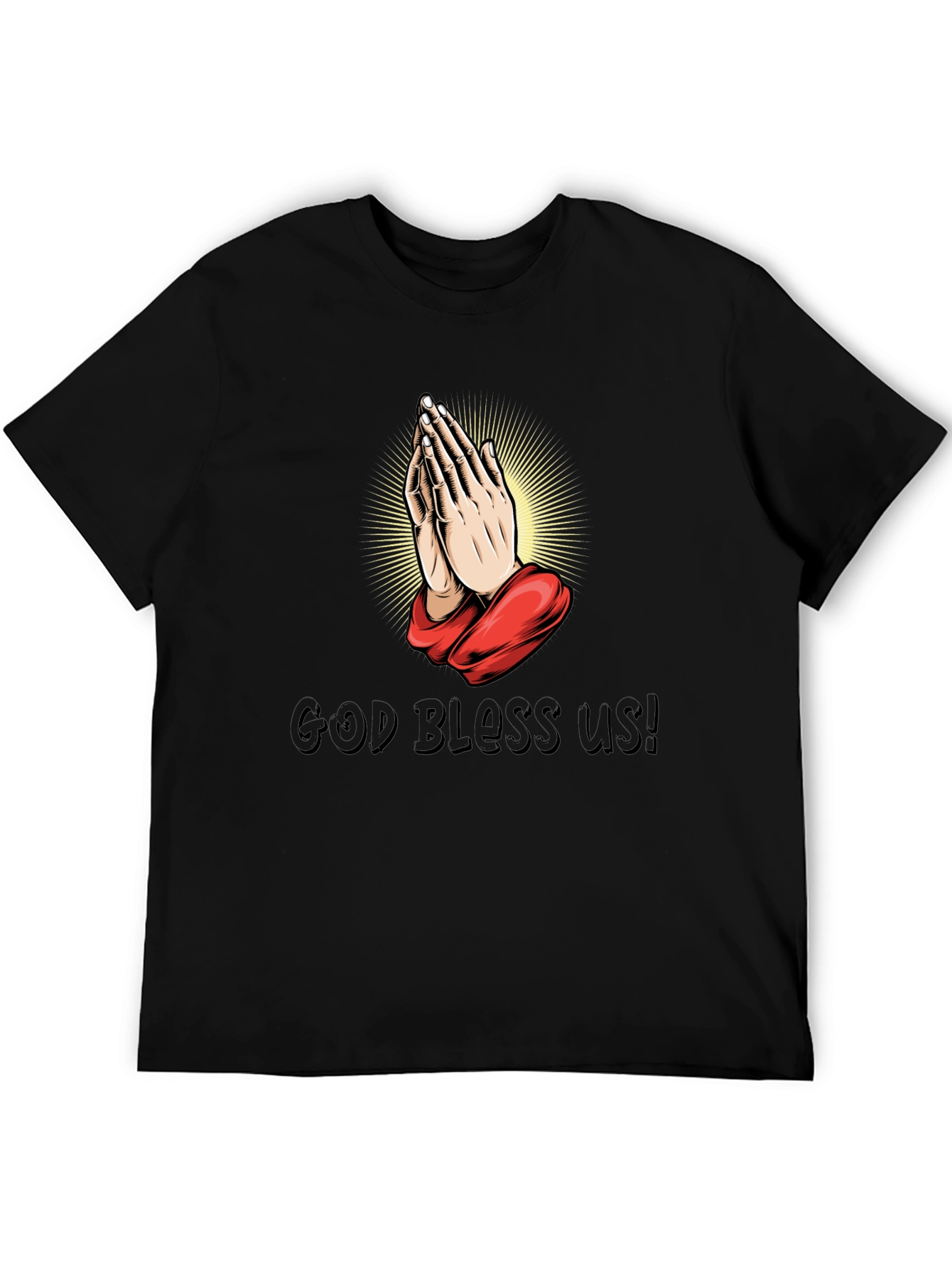 Praying Hands Graphic Black T-Shirt