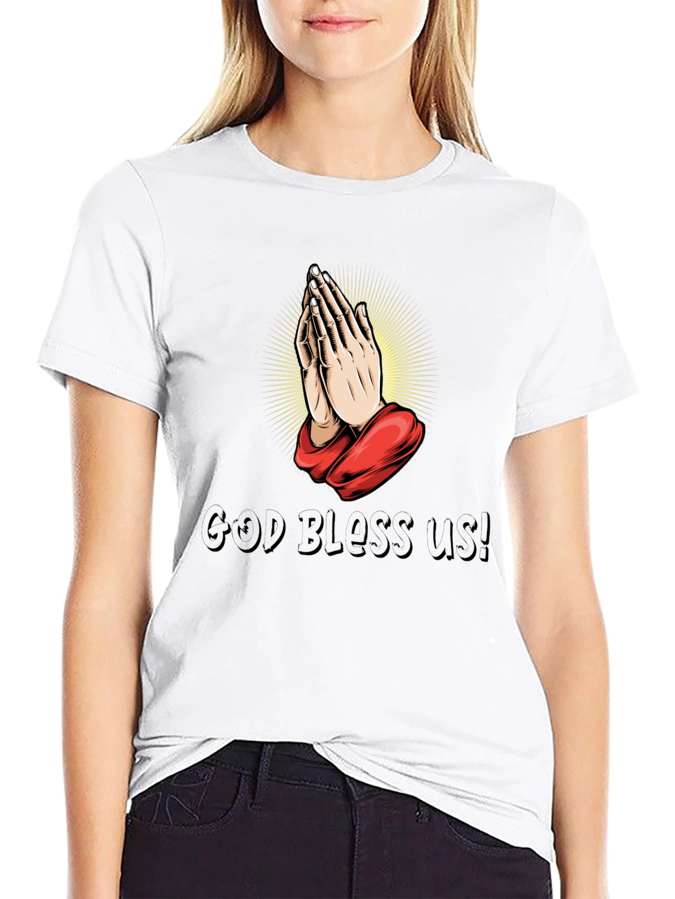 Praying Hands Graphic Black T-Shirt