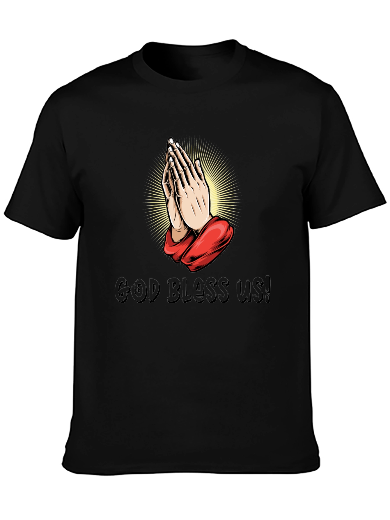 Praying Hands Graphic Black T-Shirt