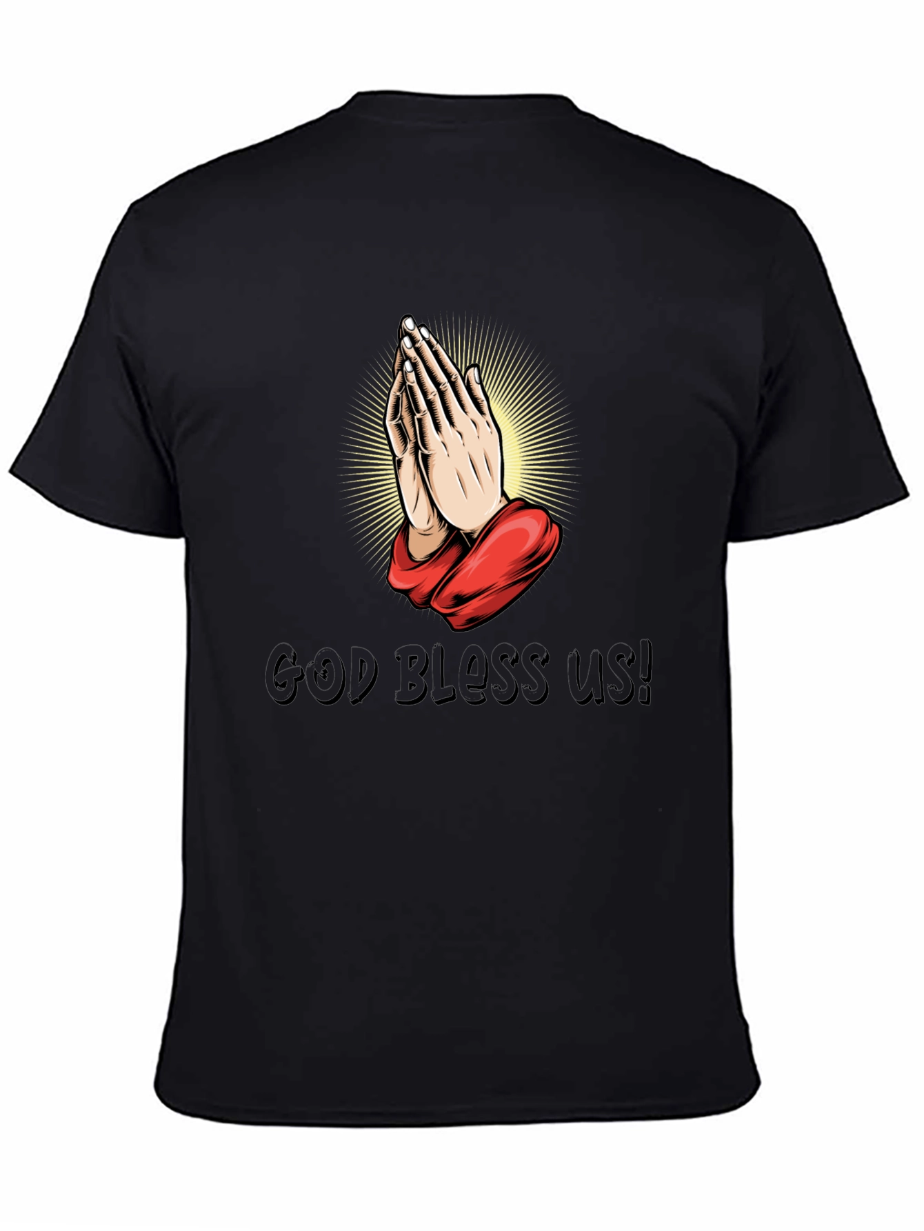 Praying Hands Graphic Black T-Shirt