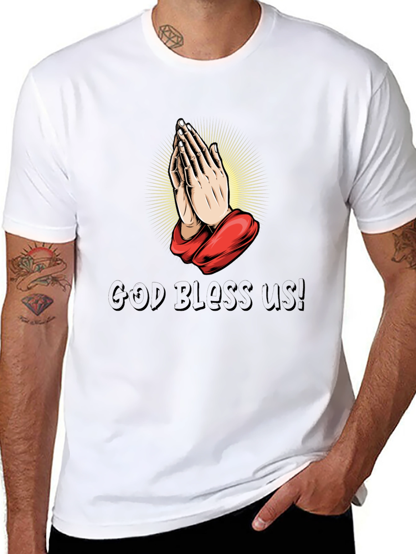 Praying Hands Graphic Black T-Shirt
