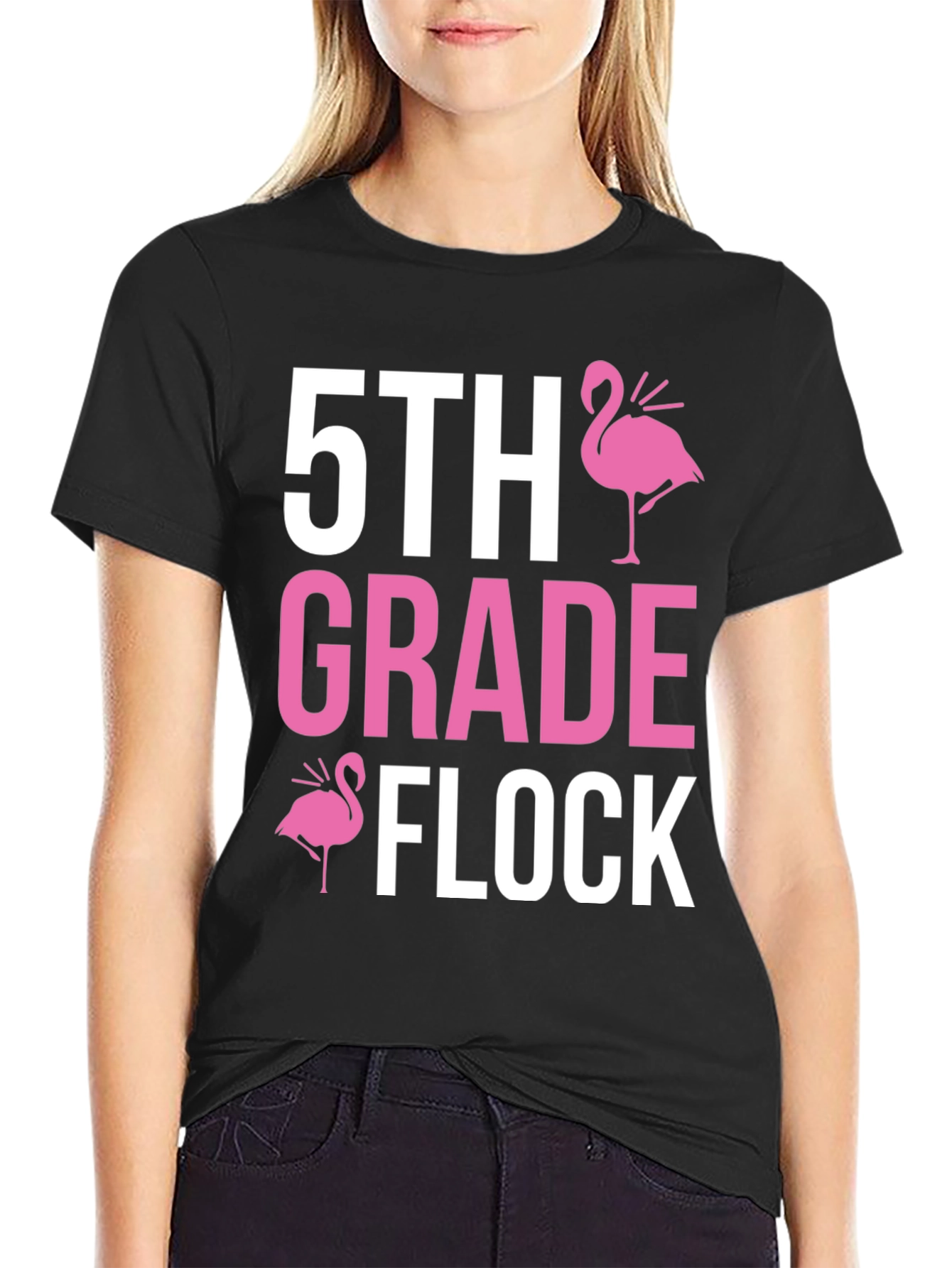5th Grade Flock T-Shirt - Pink Flamingo