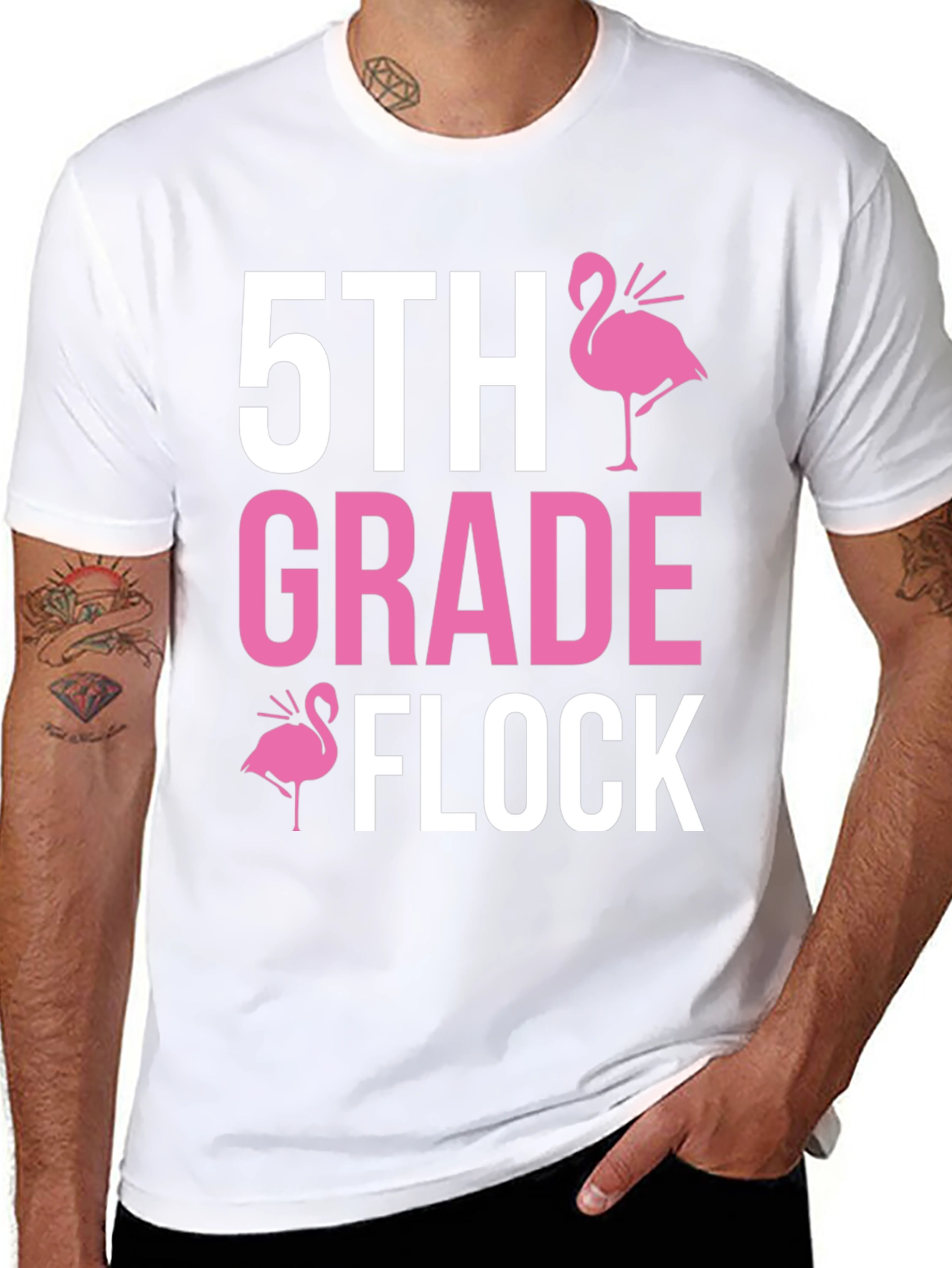5th Grade Flock T-Shirt - Pink Flamingo