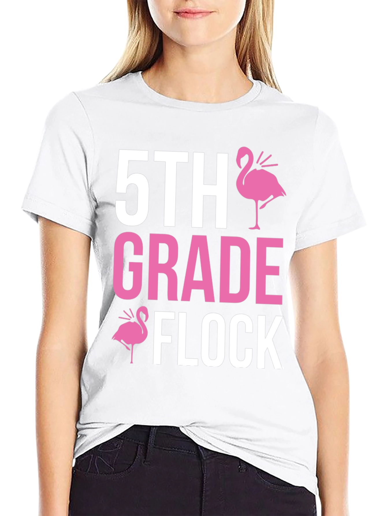 5th Grade Flock T-Shirt - Pink Flamingo