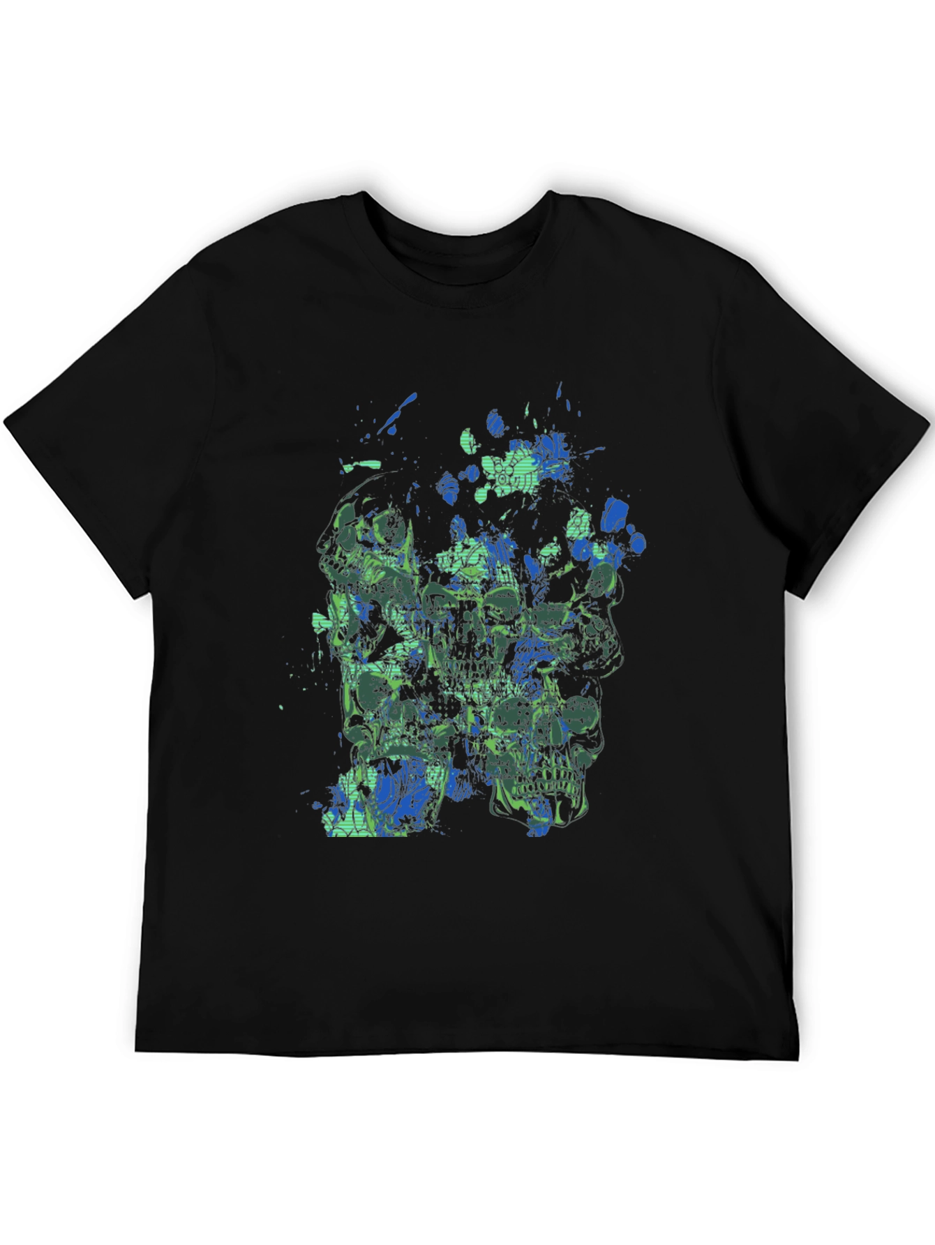 Abstract Skull Graphic Print Mens Black T-Shirt