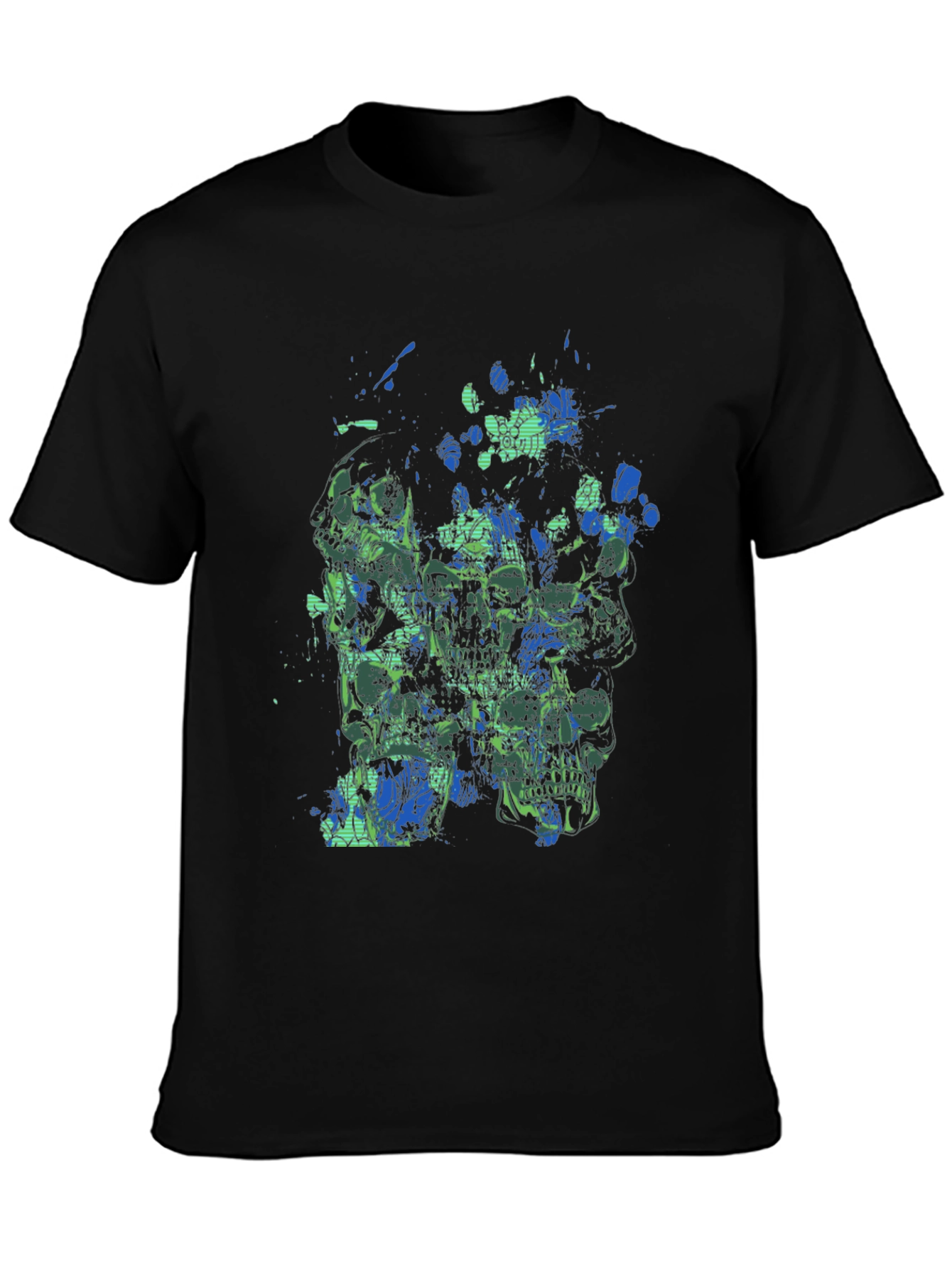 Abstract Skull Graphic Print Mens Black T-Shirt