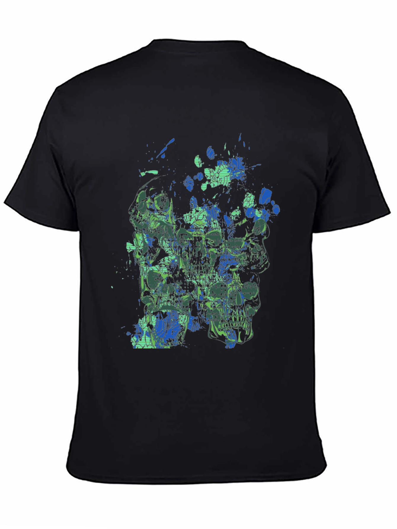 Abstract Skull Graphic Print Mens Black T-Shirt