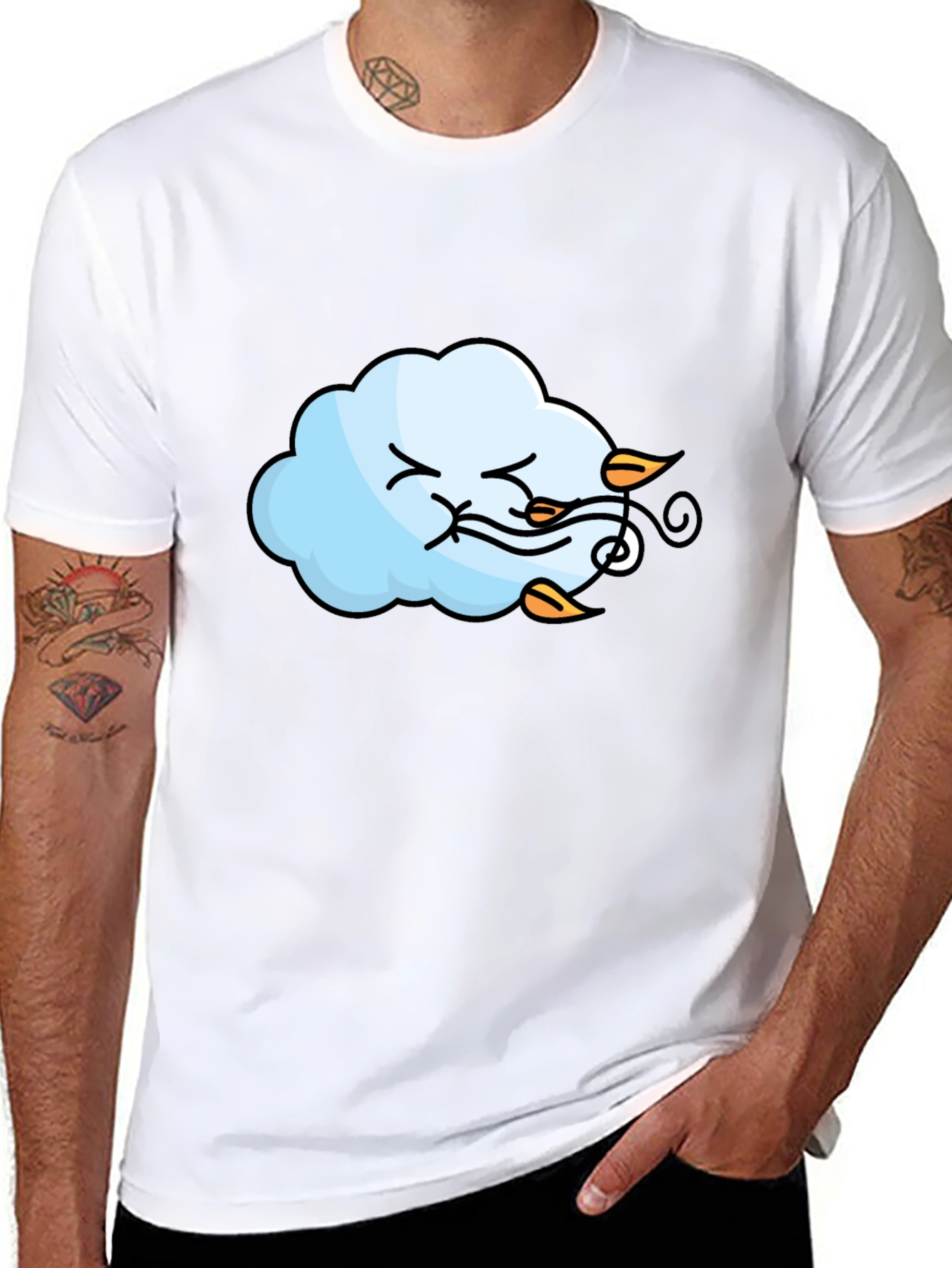 Windy Cloud Graphic T-Shirt - Black Cotton Tee