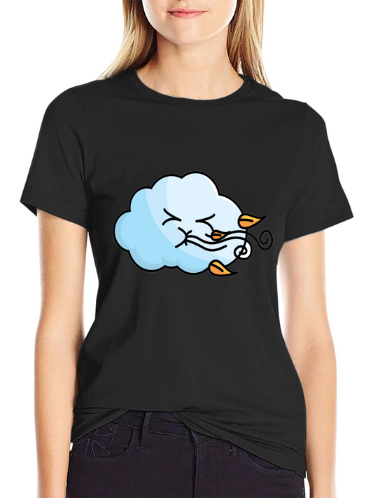 Windy Cloud Graphic T-Shirt - Black Cotton Tee
