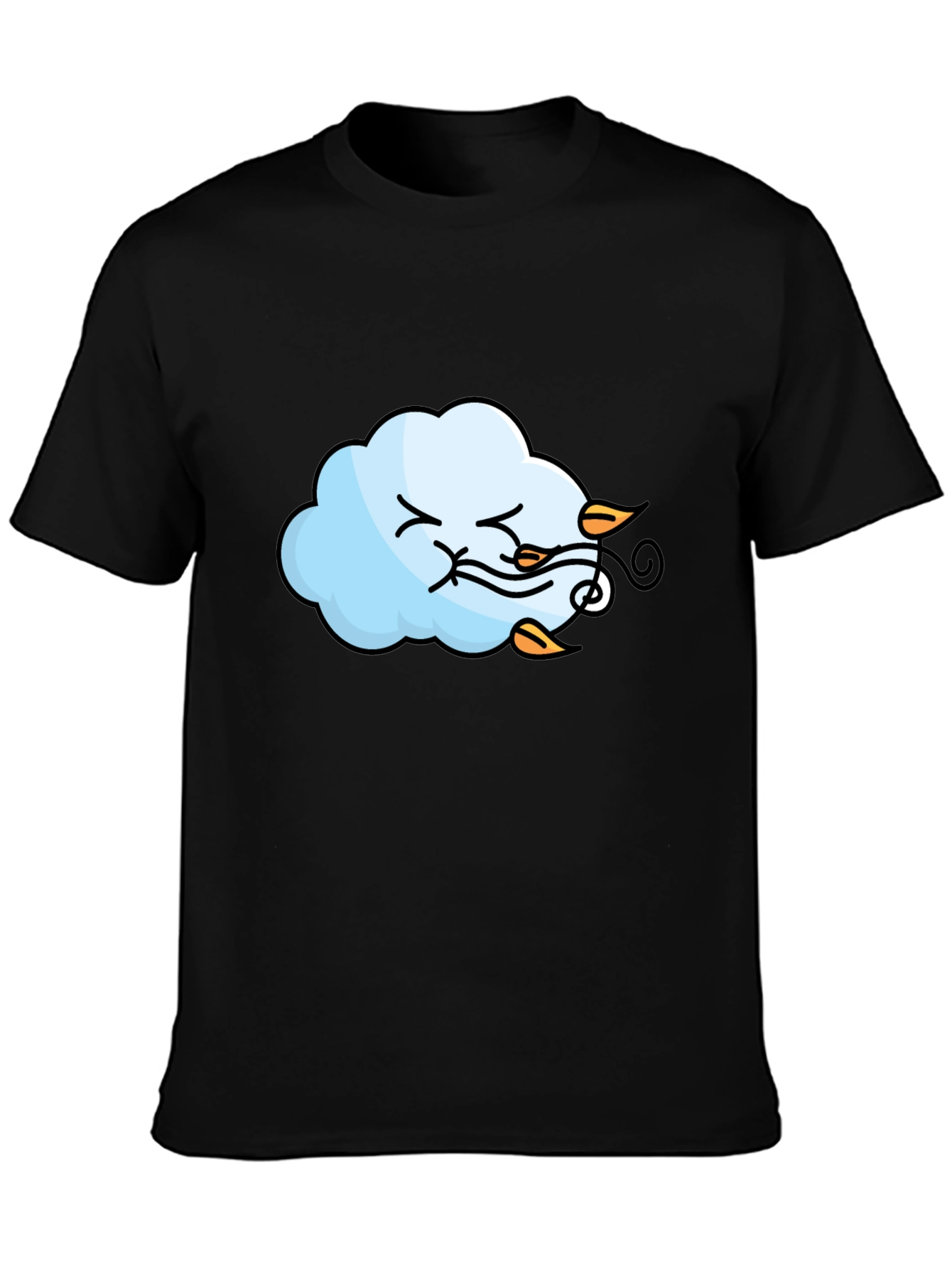 Windy Cloud Graphic T-Shirt - Black Cotton Tee