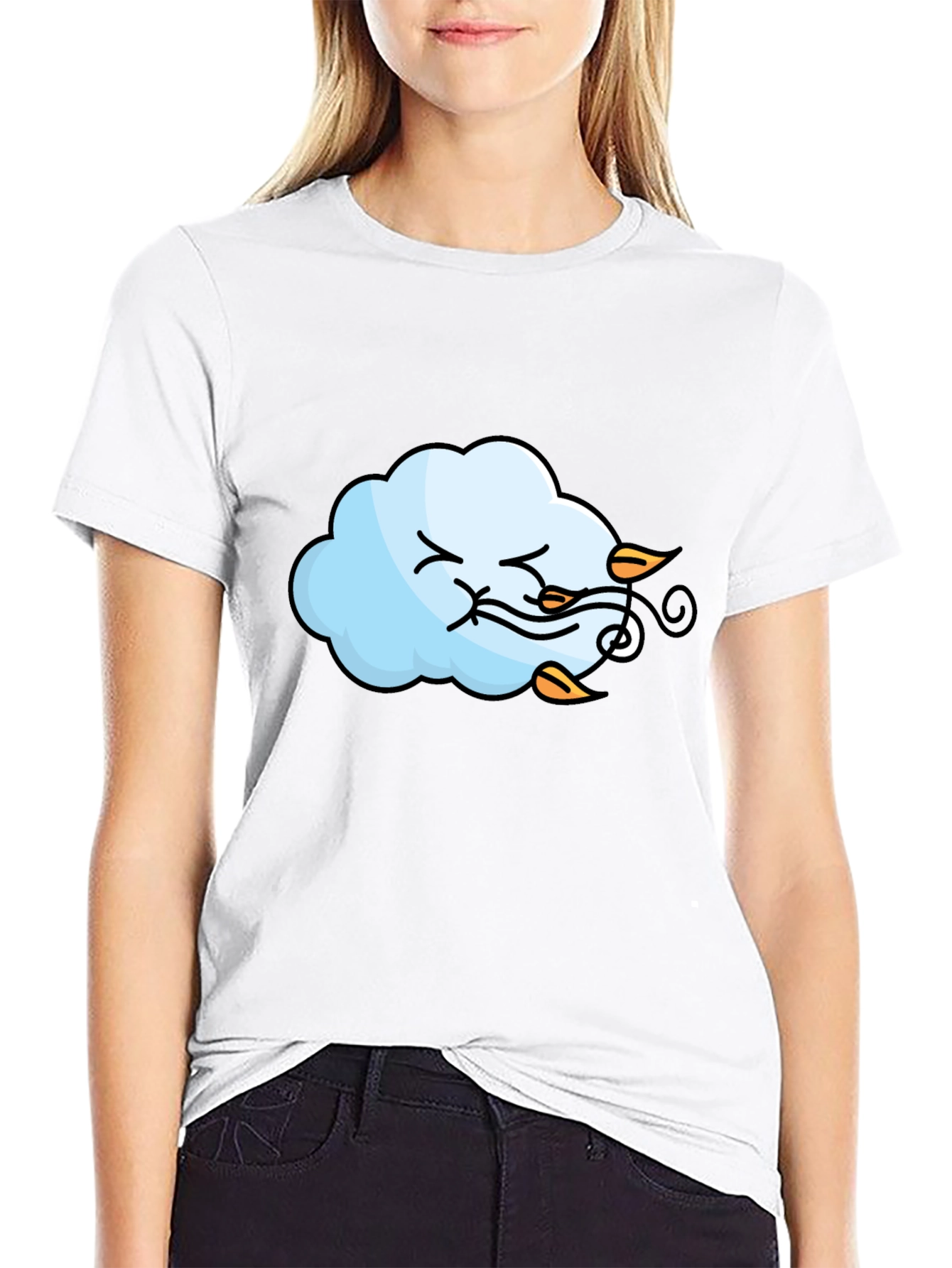 Windy Cloud Graphic T-Shirt - Black Cotton Tee