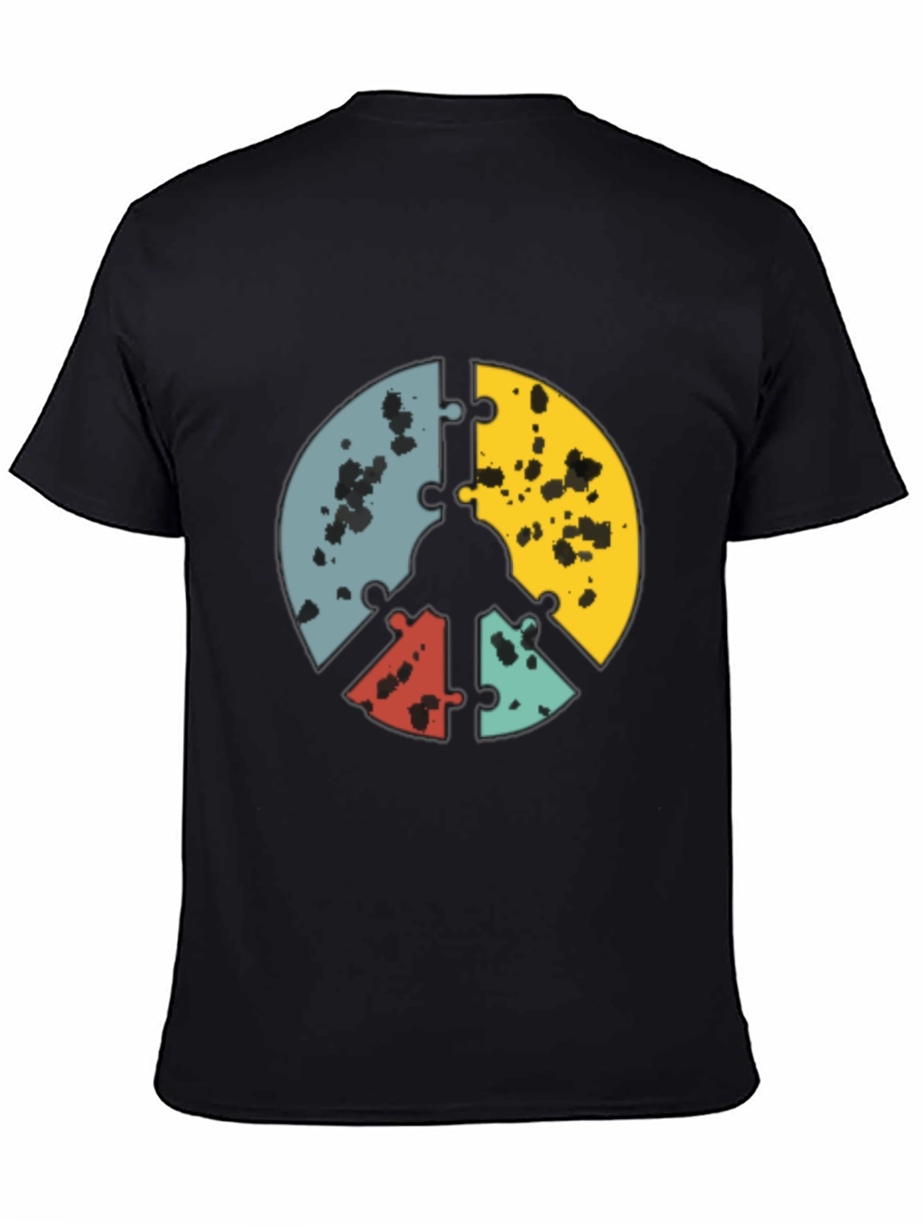 Puzzle Peace Sign Graphic Tee - Black