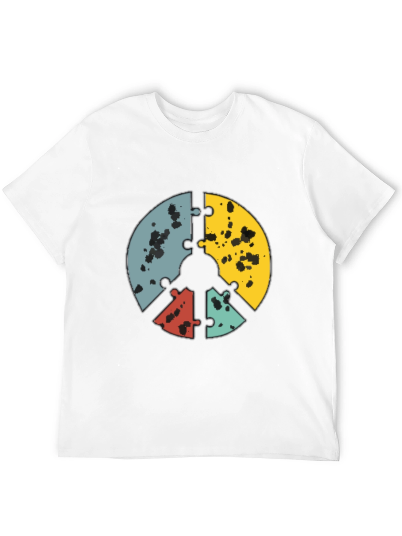 Puzzle Peace Sign Graphic Tee - Black