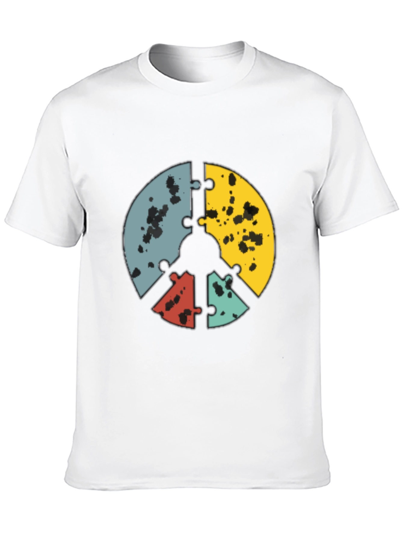 Puzzle Peace Sign Graphic Tee - Black
