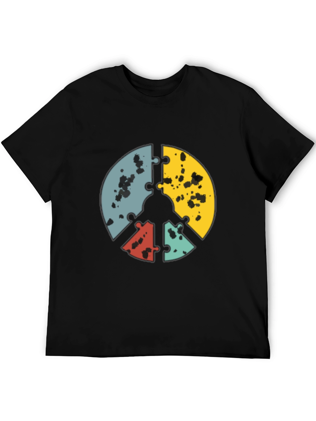 Puzzle Peace Sign Graphic Tee - Black