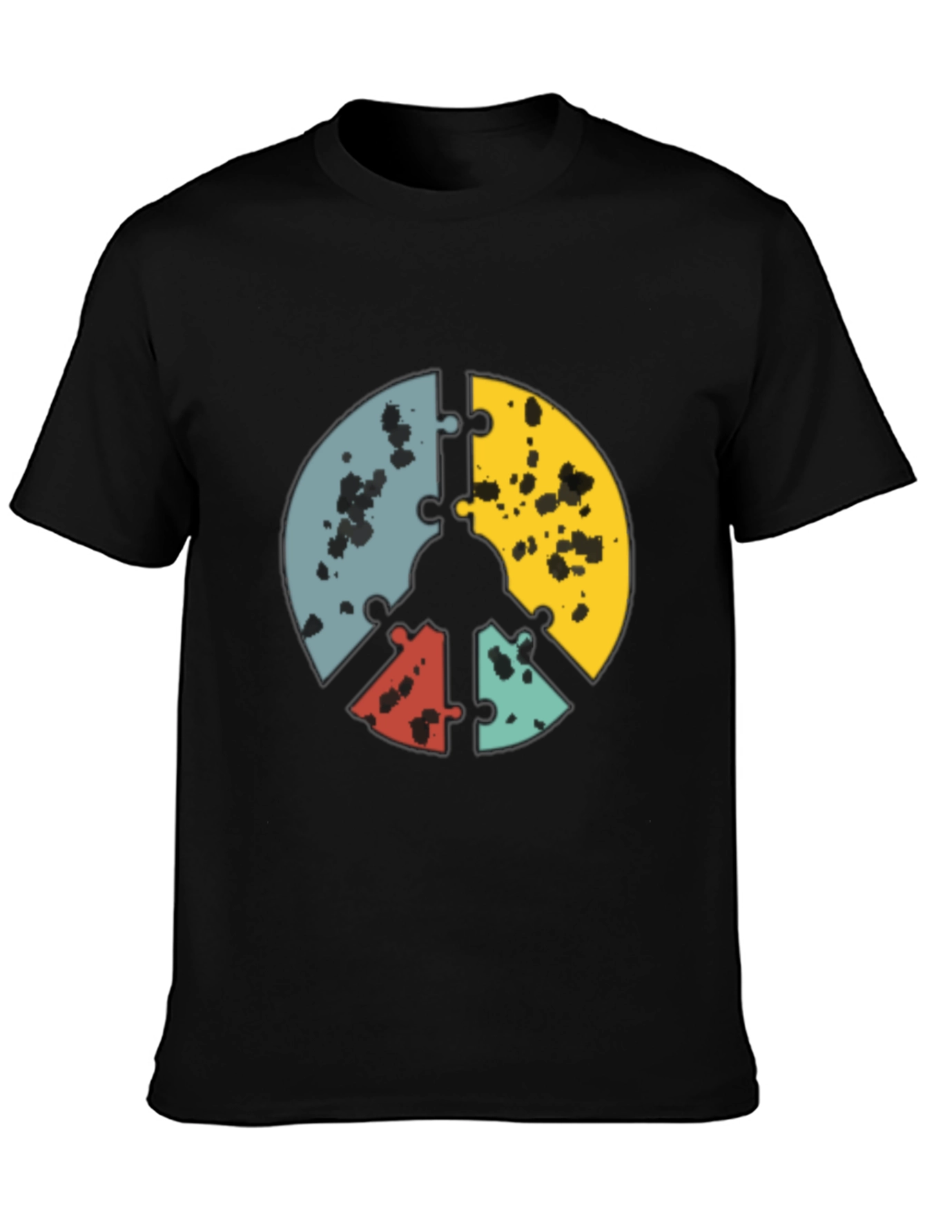 Puzzle Peace Sign Graphic Tee - Black