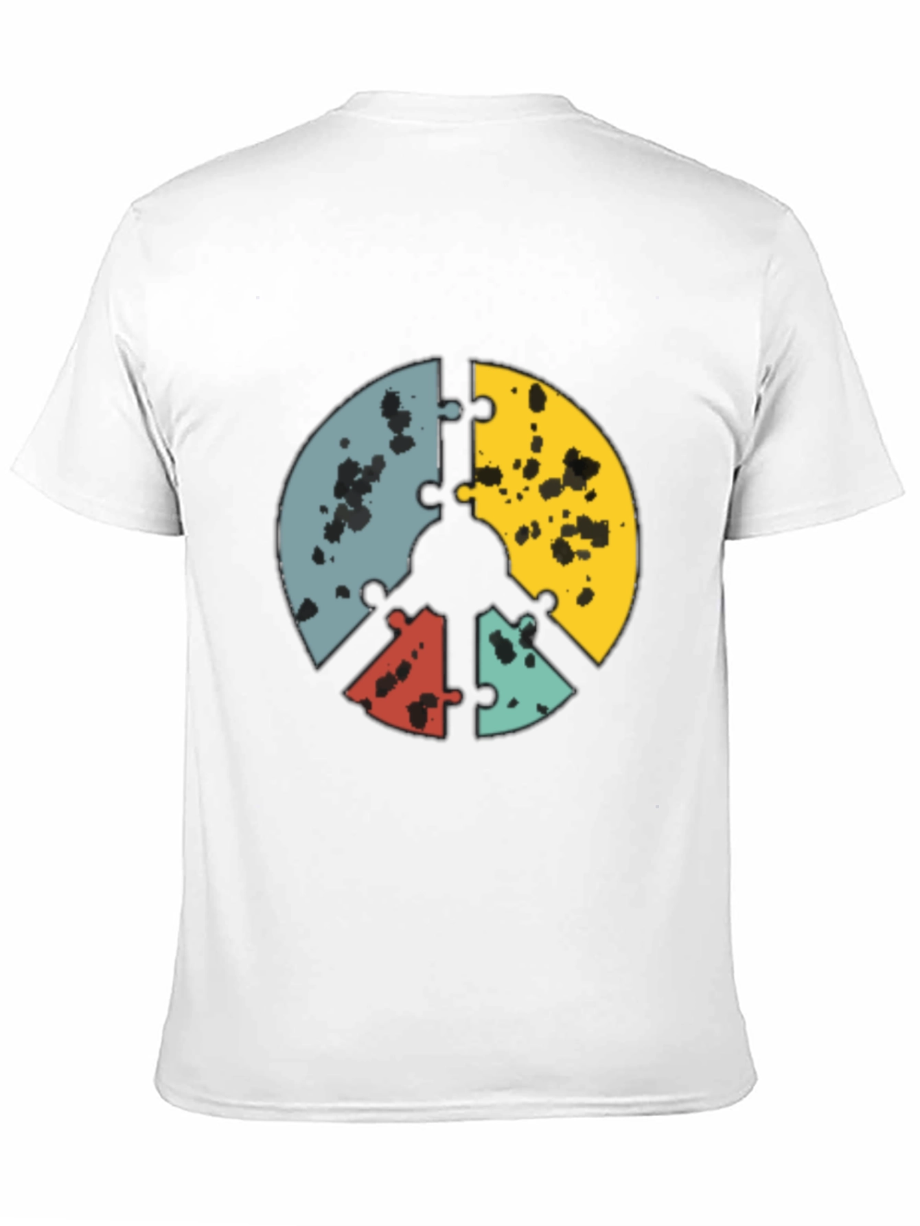 Puzzle Peace Sign Graphic Tee - Black