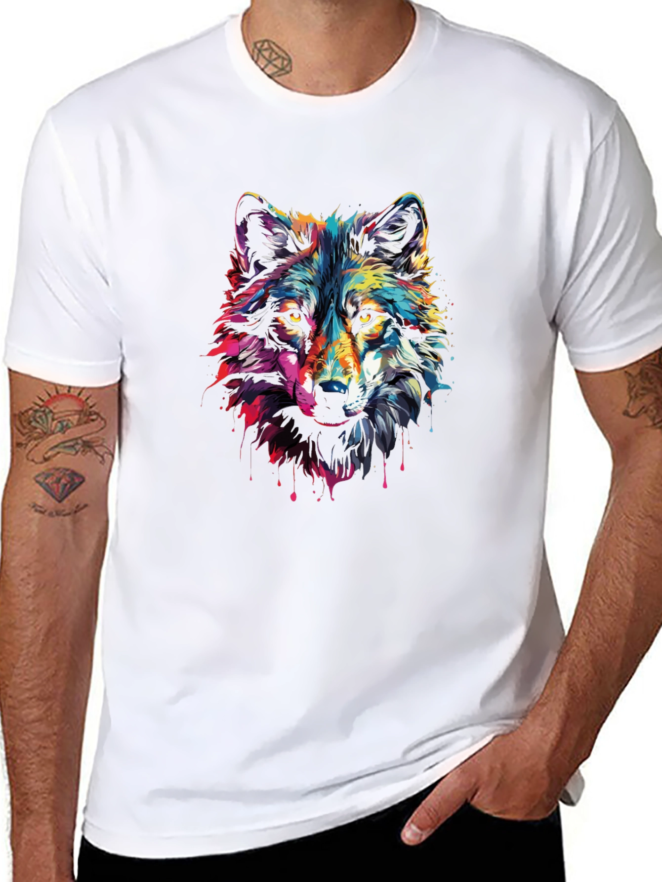 Vivid Wolf Graphic T-Shirt - Stylish Mens Tee