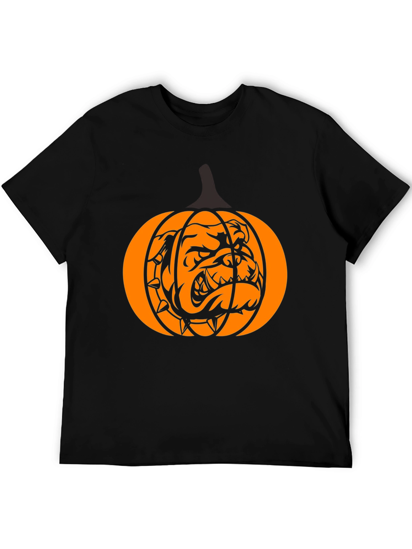 Bulldog Pumpkin Halloween Graphic Tee - Black