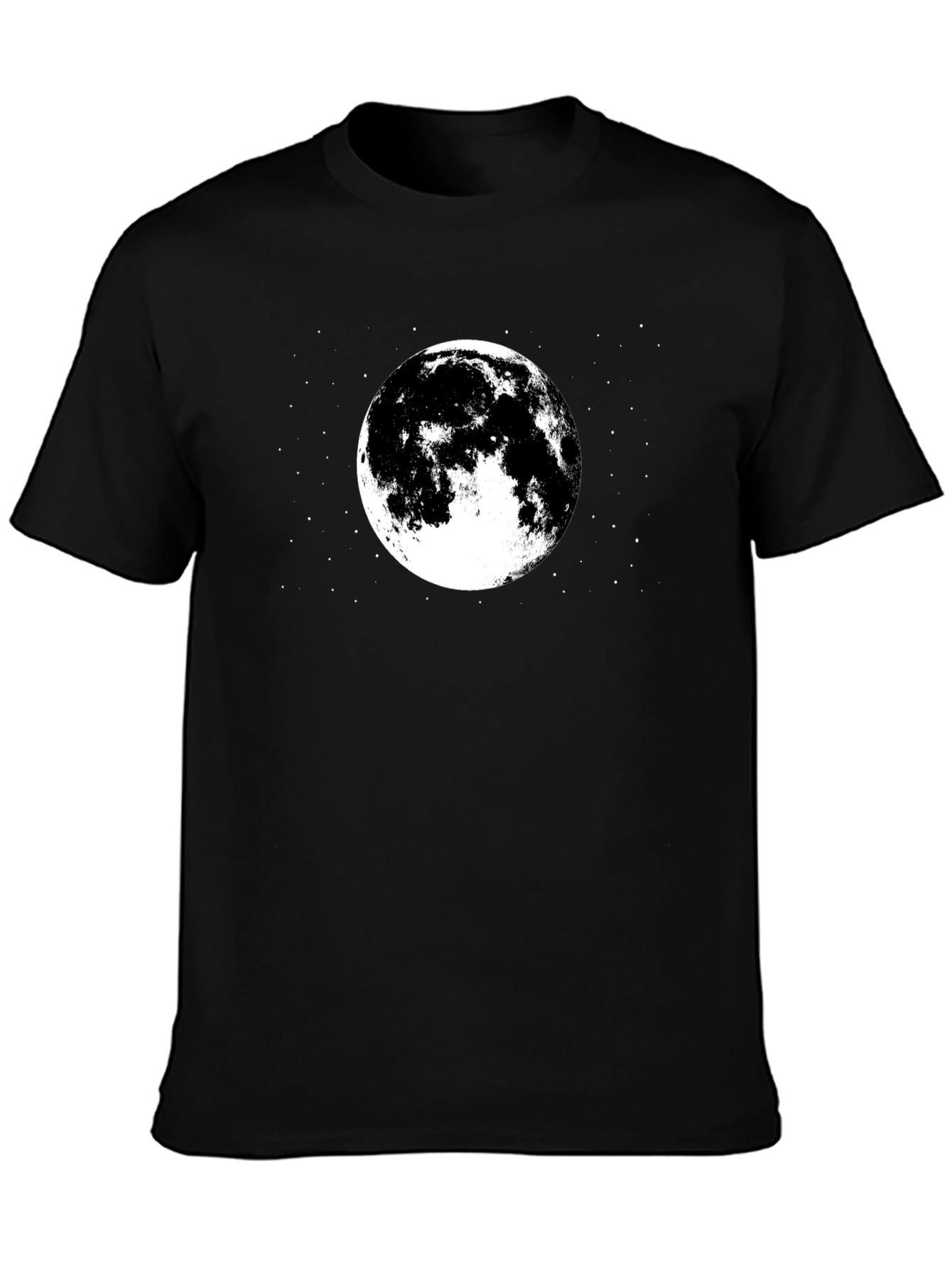 Moon Graphic Tee - Black Cotton T-Shirt