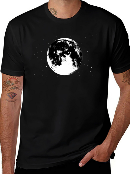 Moon Graphic Tee - Black Cotton T-Shirt