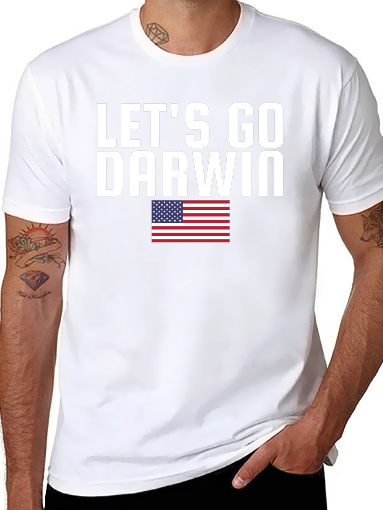 Lets Go Darwin T-Shirt American Flag Black