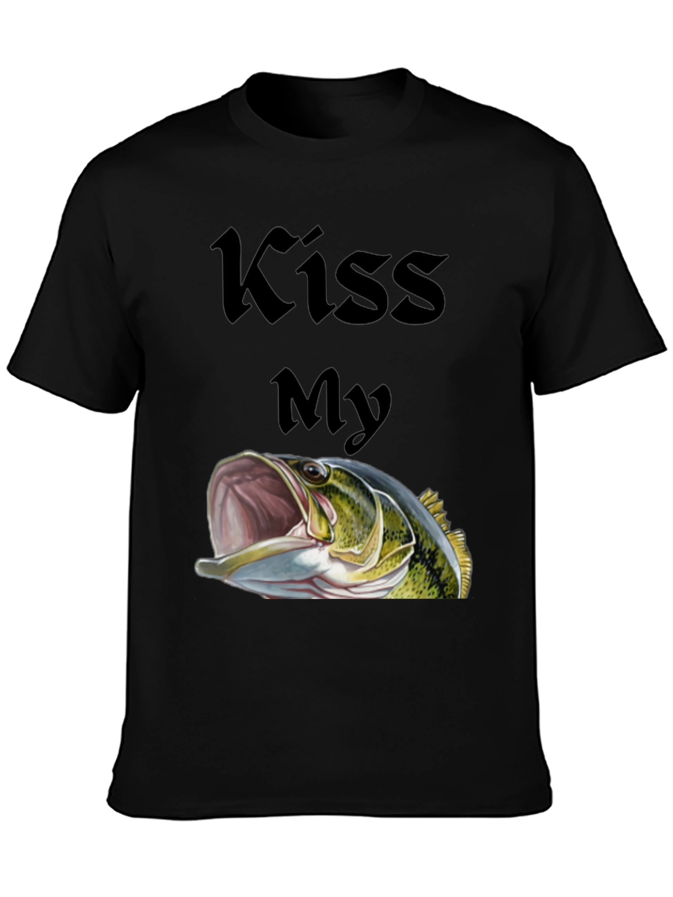Kiss My Bass Graphic Tee - Black Fishing T-Shirt