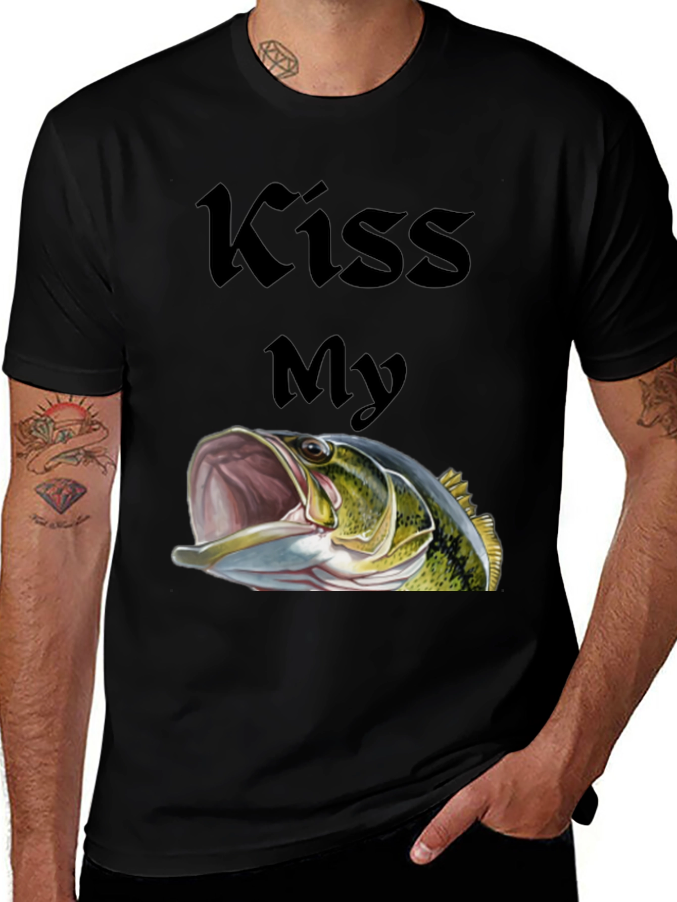 Kiss My Bass Graphic Tee - Black Fishing T-Shirt