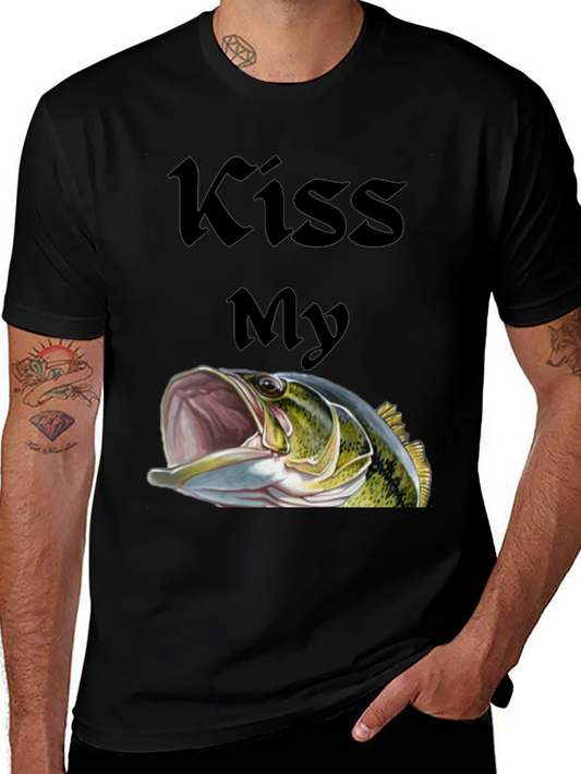 Kiss My Bass Graphic Tee - Black Fishing T-Shirt