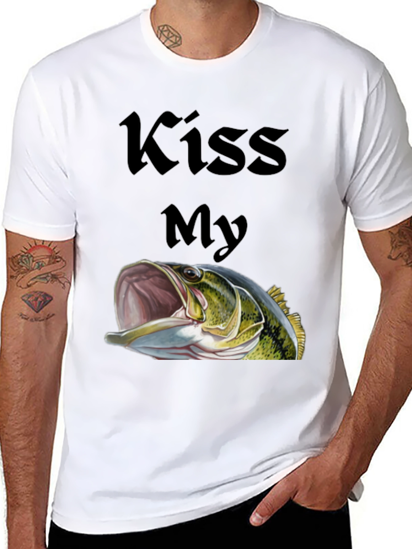 Kiss My Bass Graphic Tee - Black Fishing T-Shirt