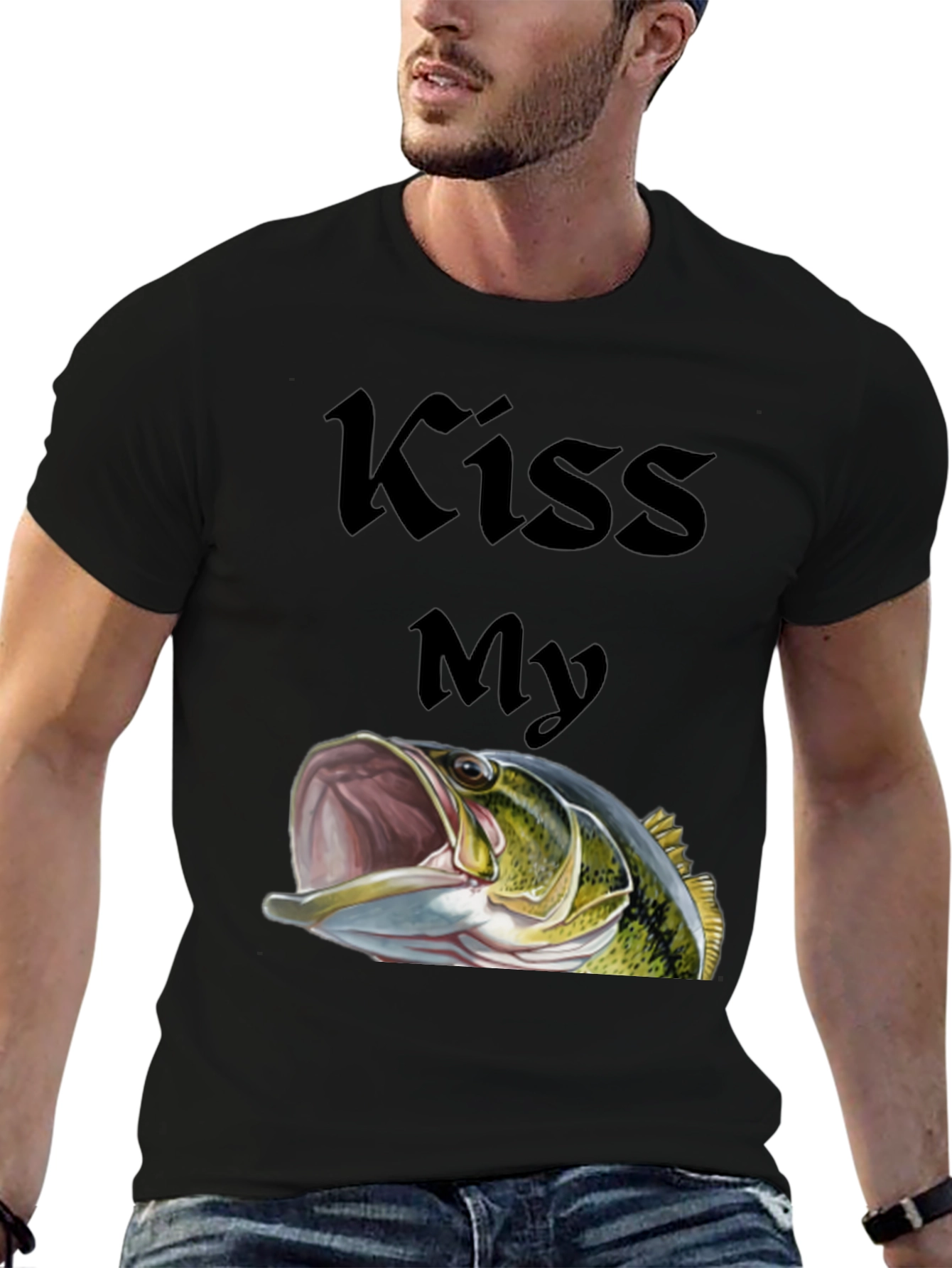Kiss My Bass Graphic Tee - Black Fishing T-Shirt