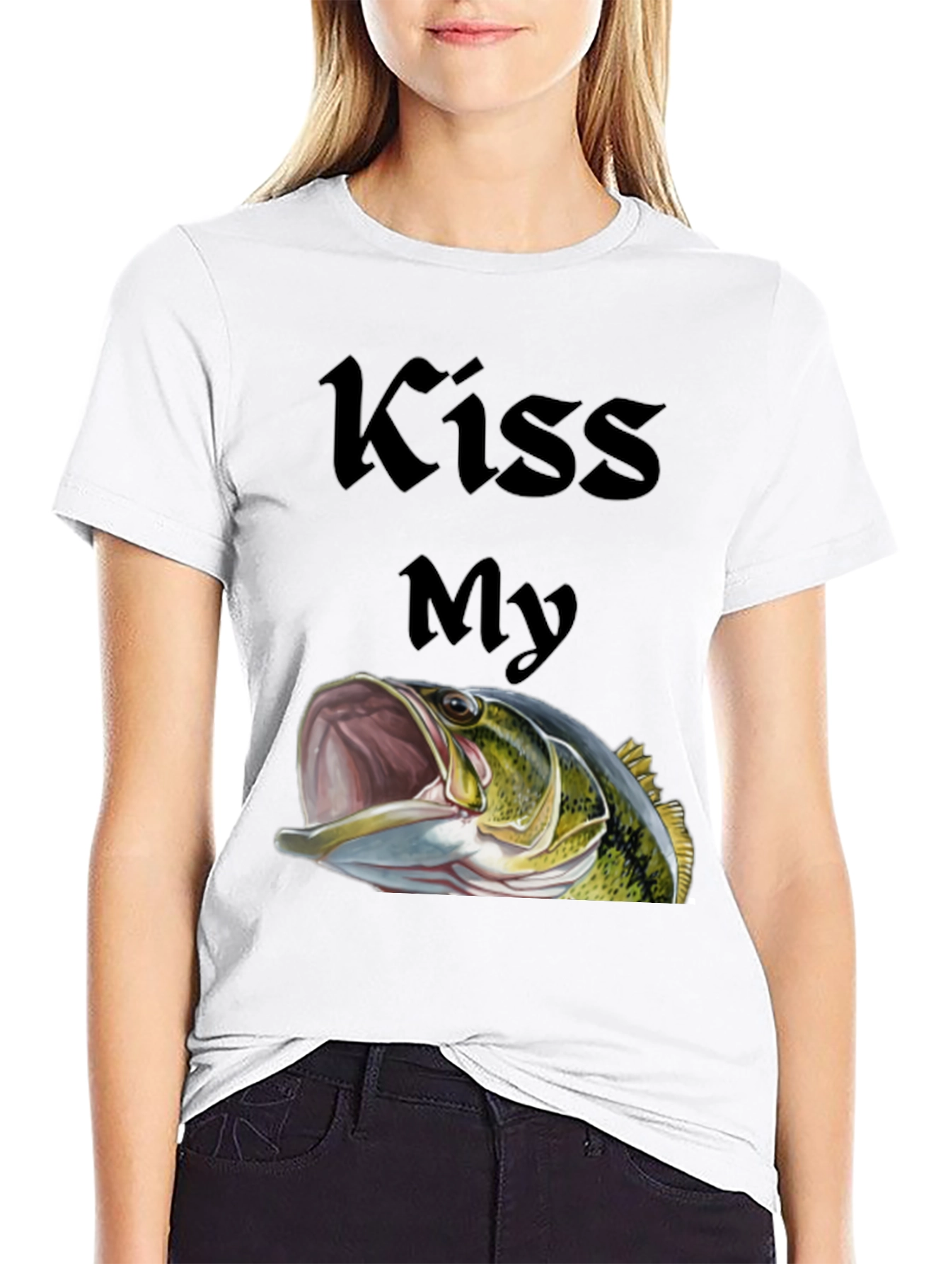 Kiss My Bass Graphic Tee - Black Fishing T-Shirt