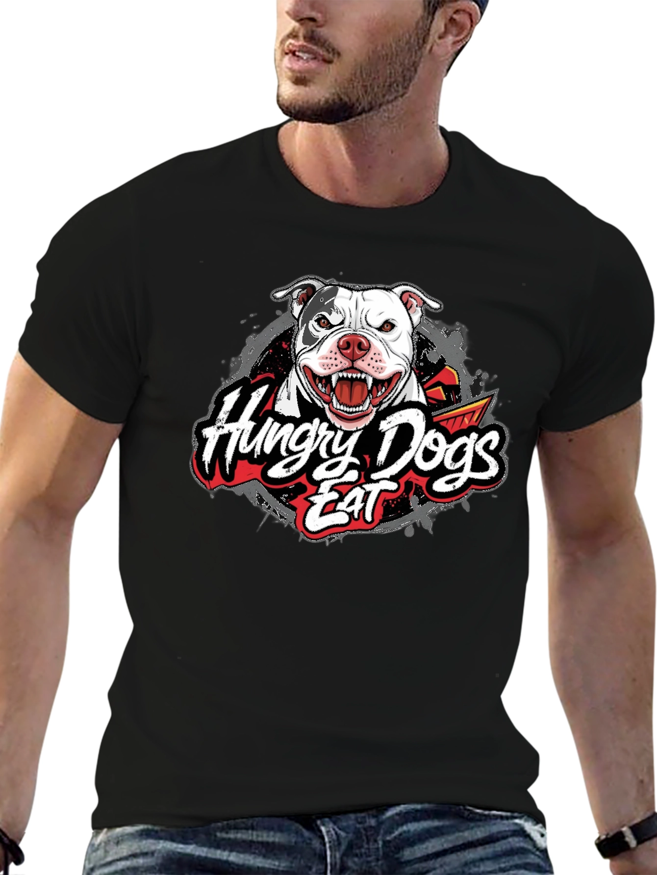 Hungry Dogs Eat Graphic Print Tee