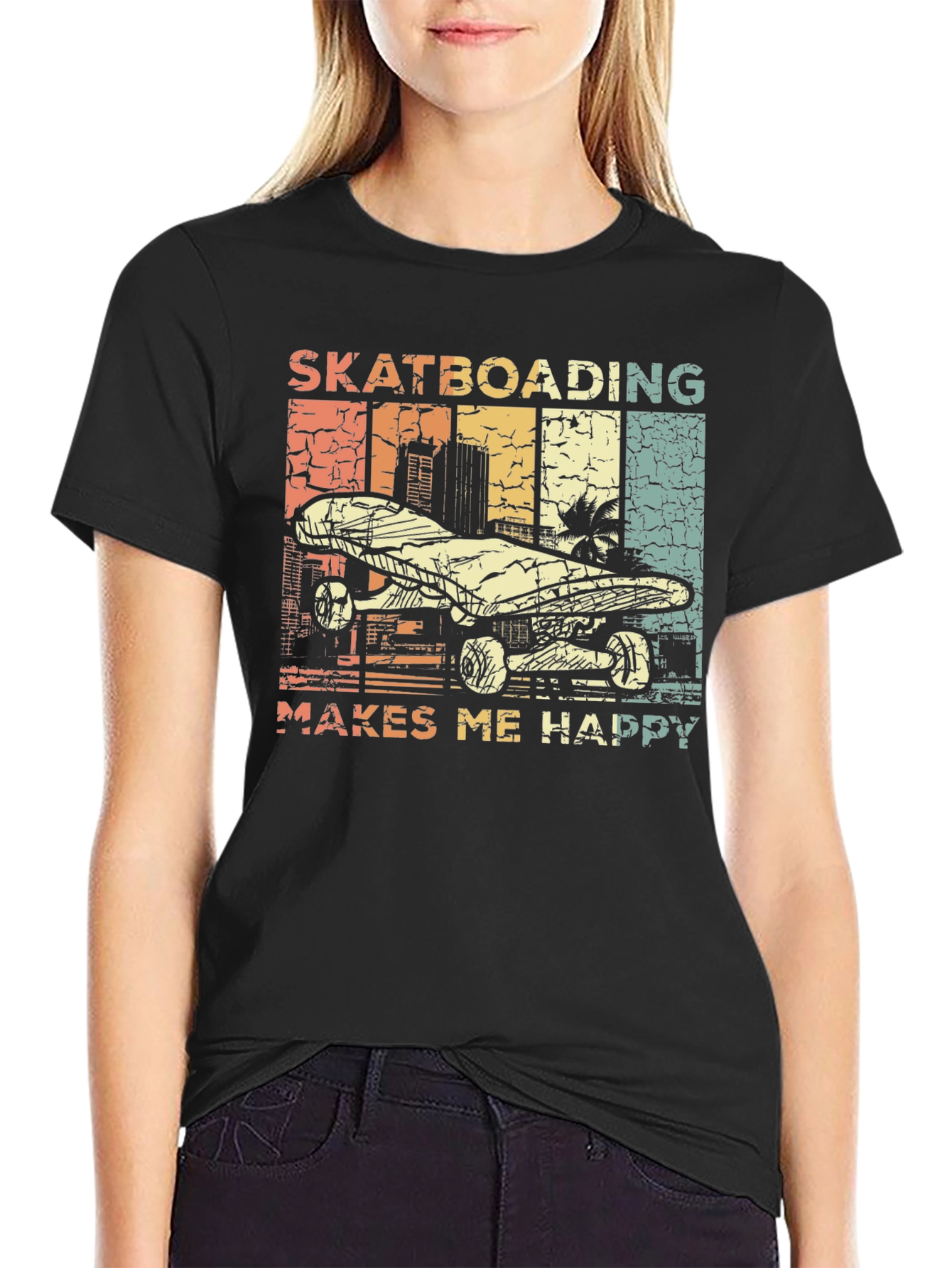 Skateboarding Makes Me Happy T-Shirt