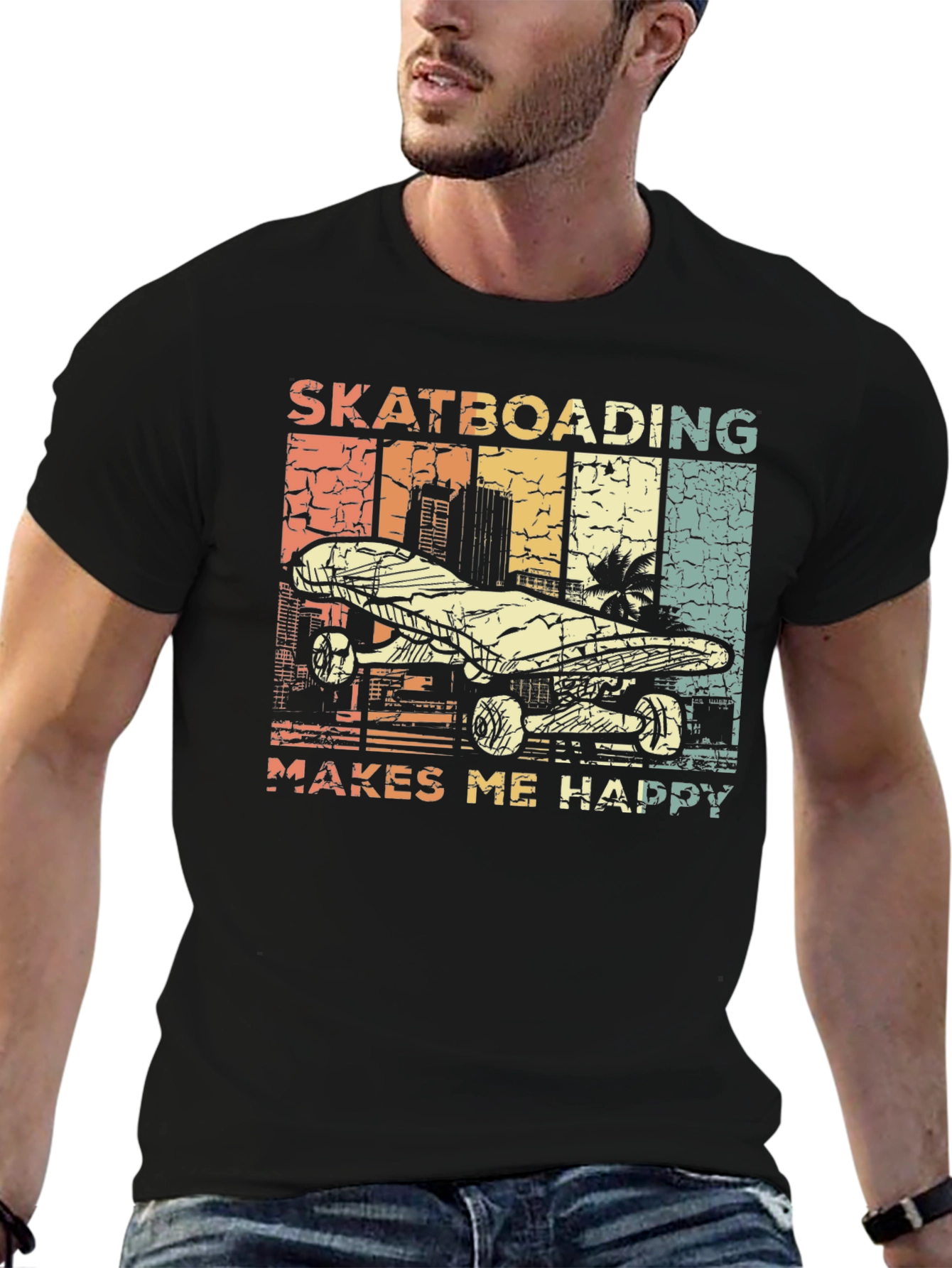Skateboarding Makes Me Happy T-Shirt