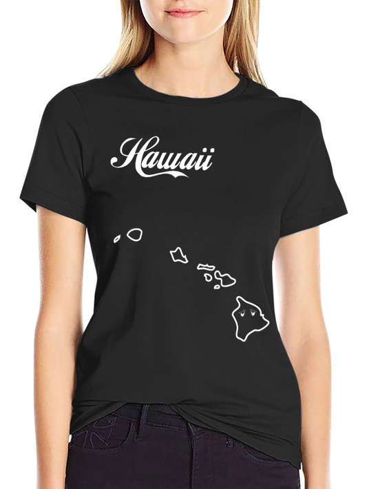 Hawaii State Outline T-Shirt - Black