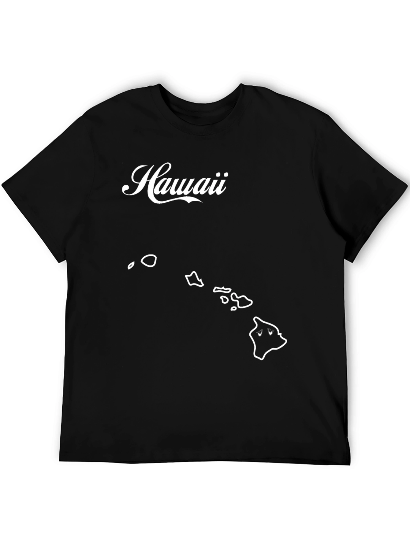 Hawaii State Outline T-Shirt - Black