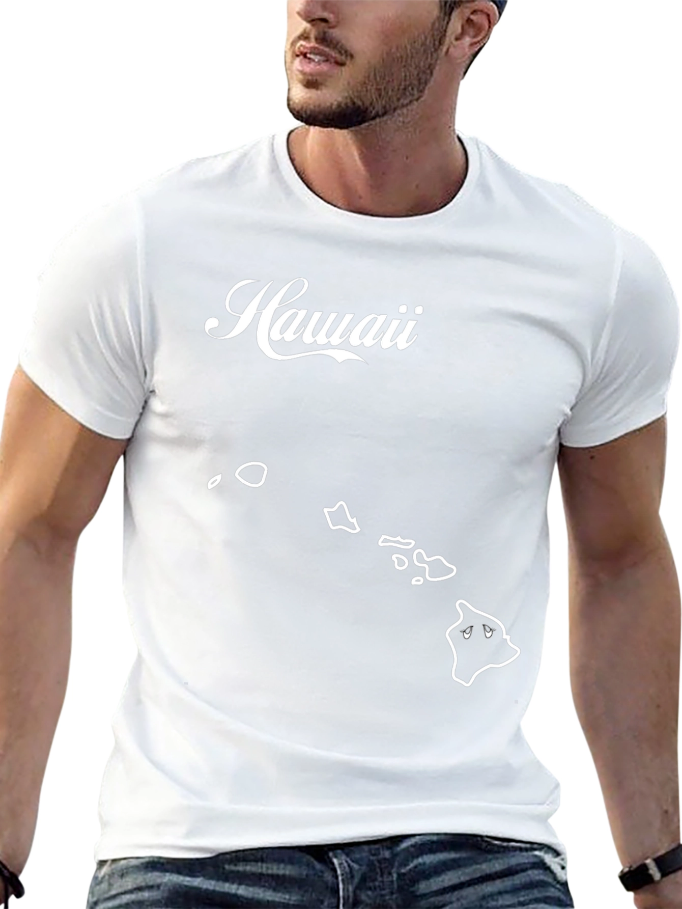 Hawaii State Outline T-Shirt - Black