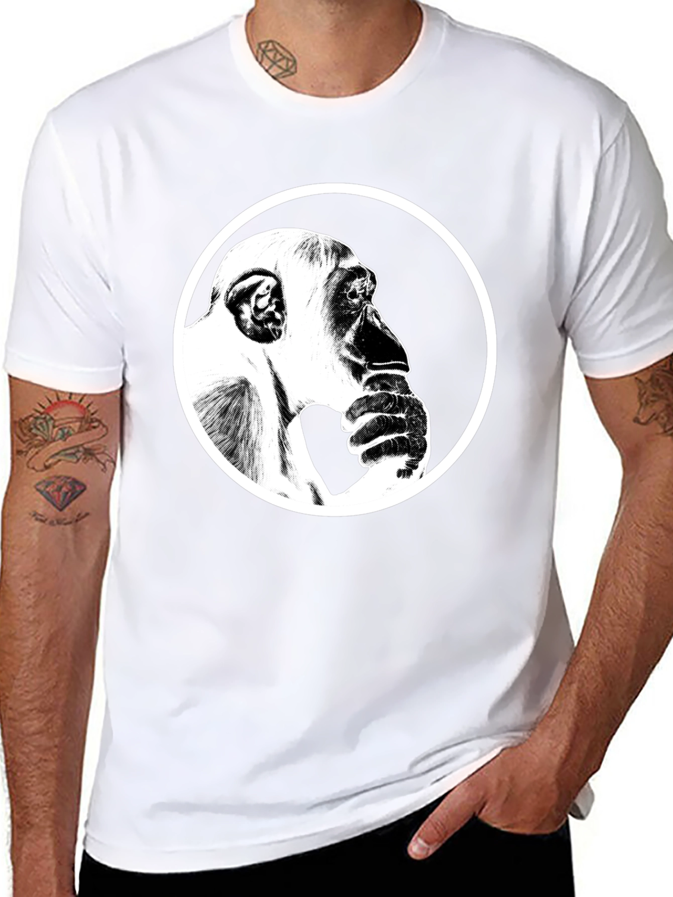 Thinking Chimpanzee Graphic T-Shirt