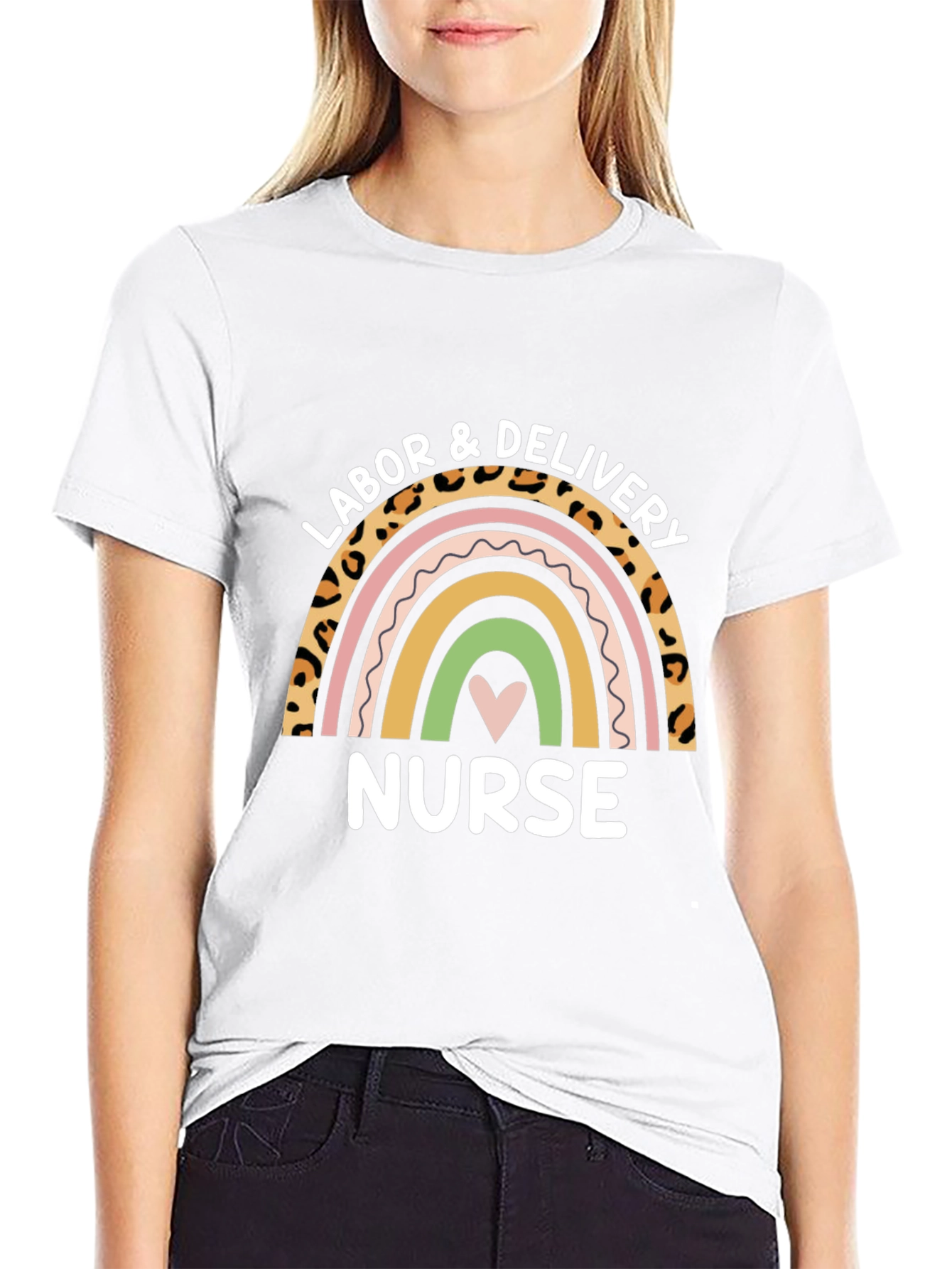 Labor & Delivery Nurse Rainbow Graphic T-Shirt