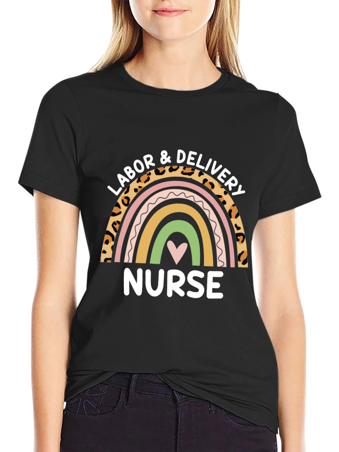 Labor & Delivery Nurse Rainbow Graphic T-Shirt