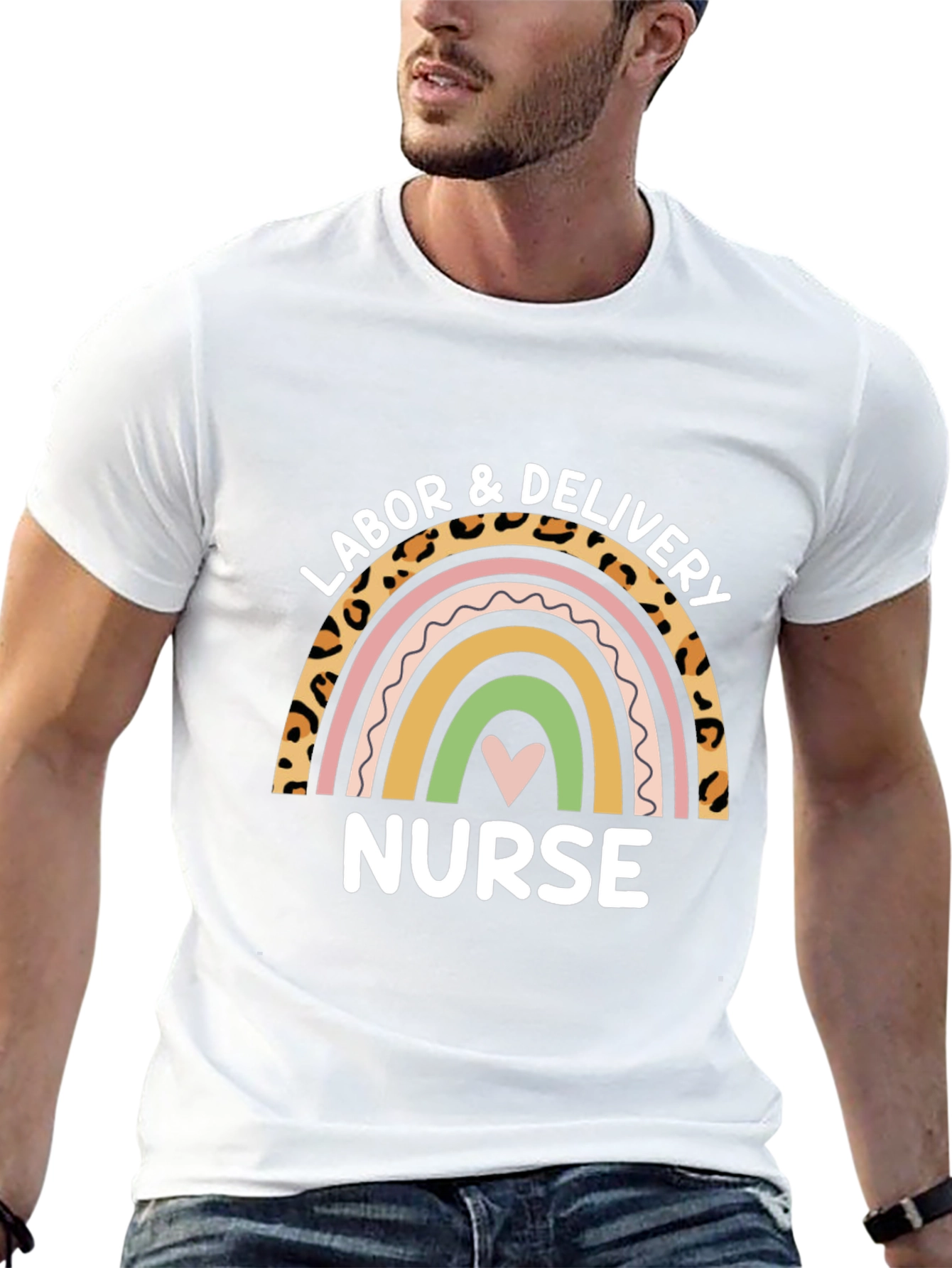 Labor & Delivery Nurse Rainbow Graphic T-Shirt