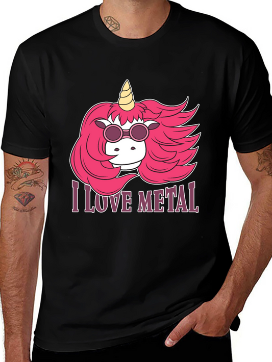 I Love Metal Unicorn Graphic Tee - Black
