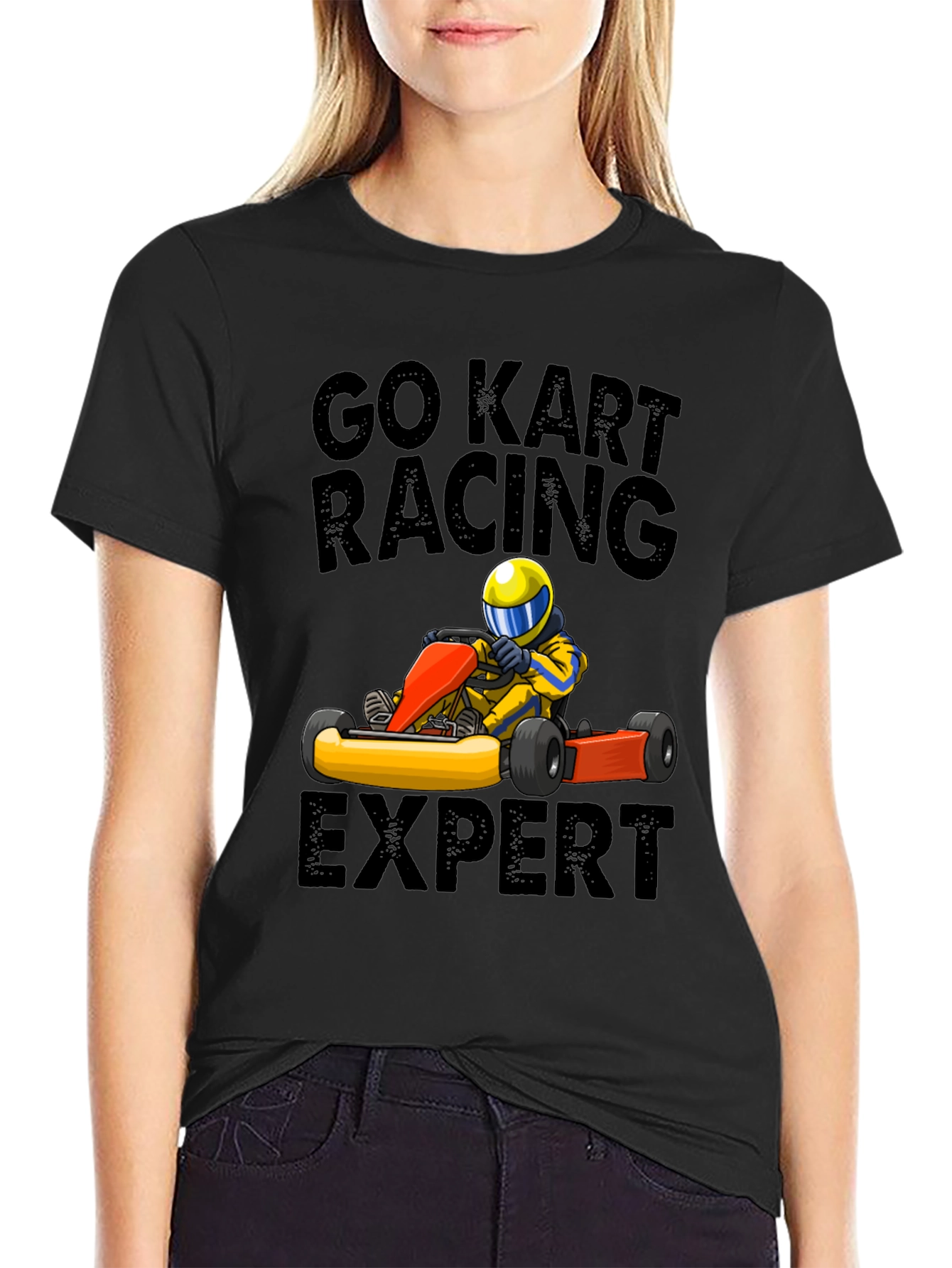 Go Kart Racing Expert T-Shirt - Black Cotton Blend