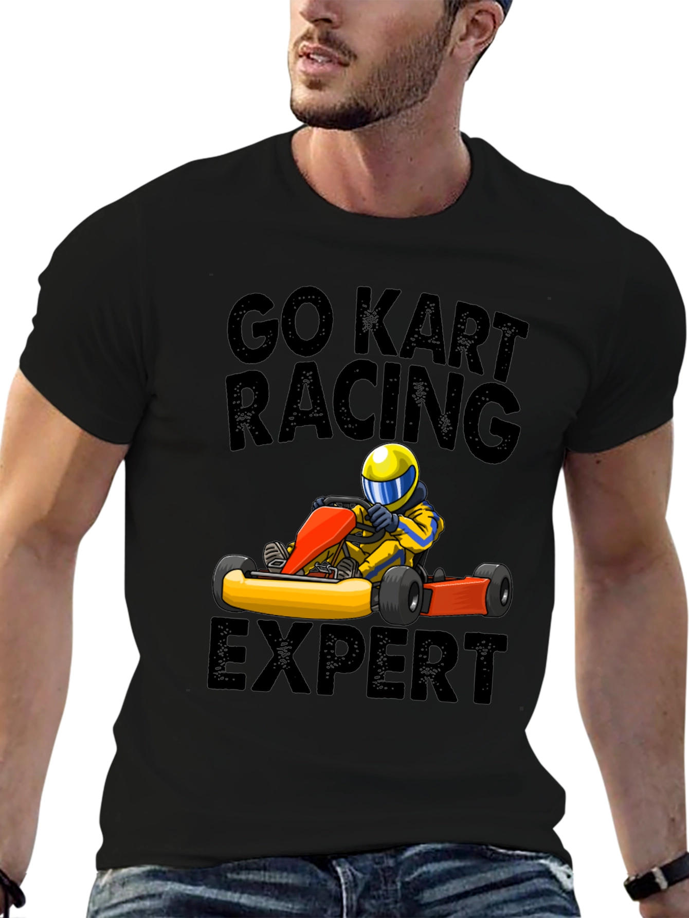 Go Kart Racing Expert T-Shirt - Black Cotton Blend