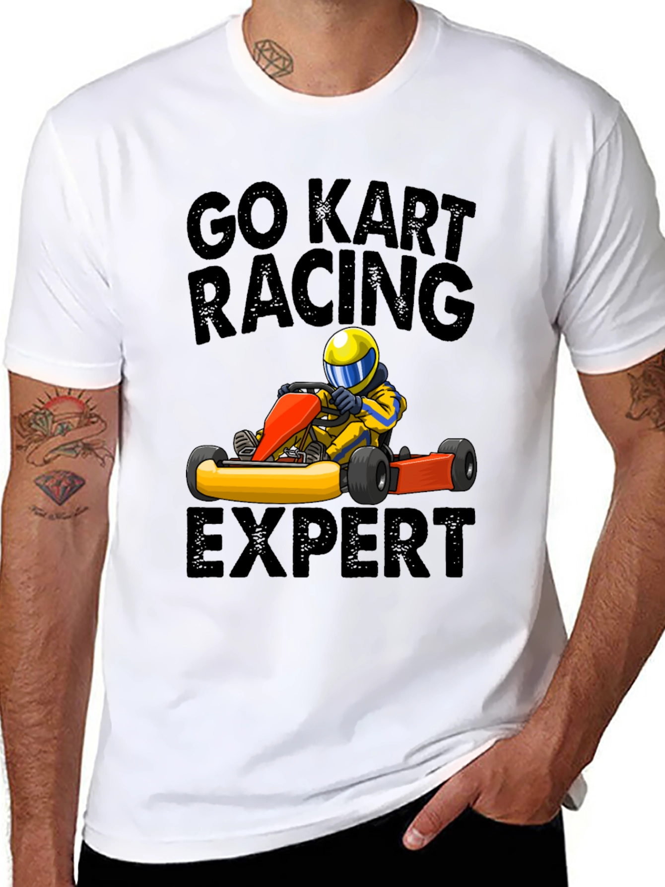 Go Kart Racing Expert T-Shirt - Black Cotton Blend