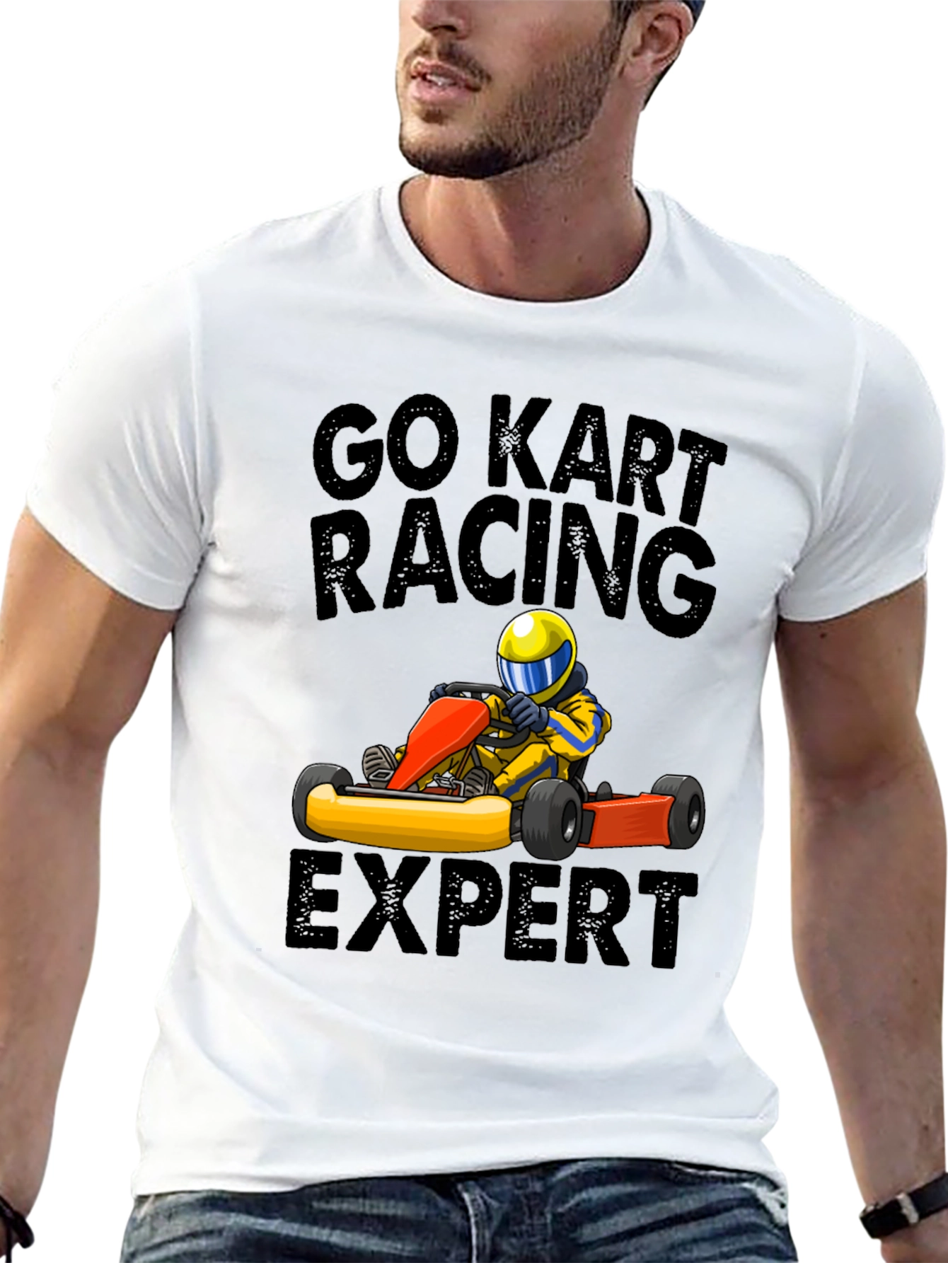 Go Kart Racing Expert T-Shirt - Black Cotton Blend