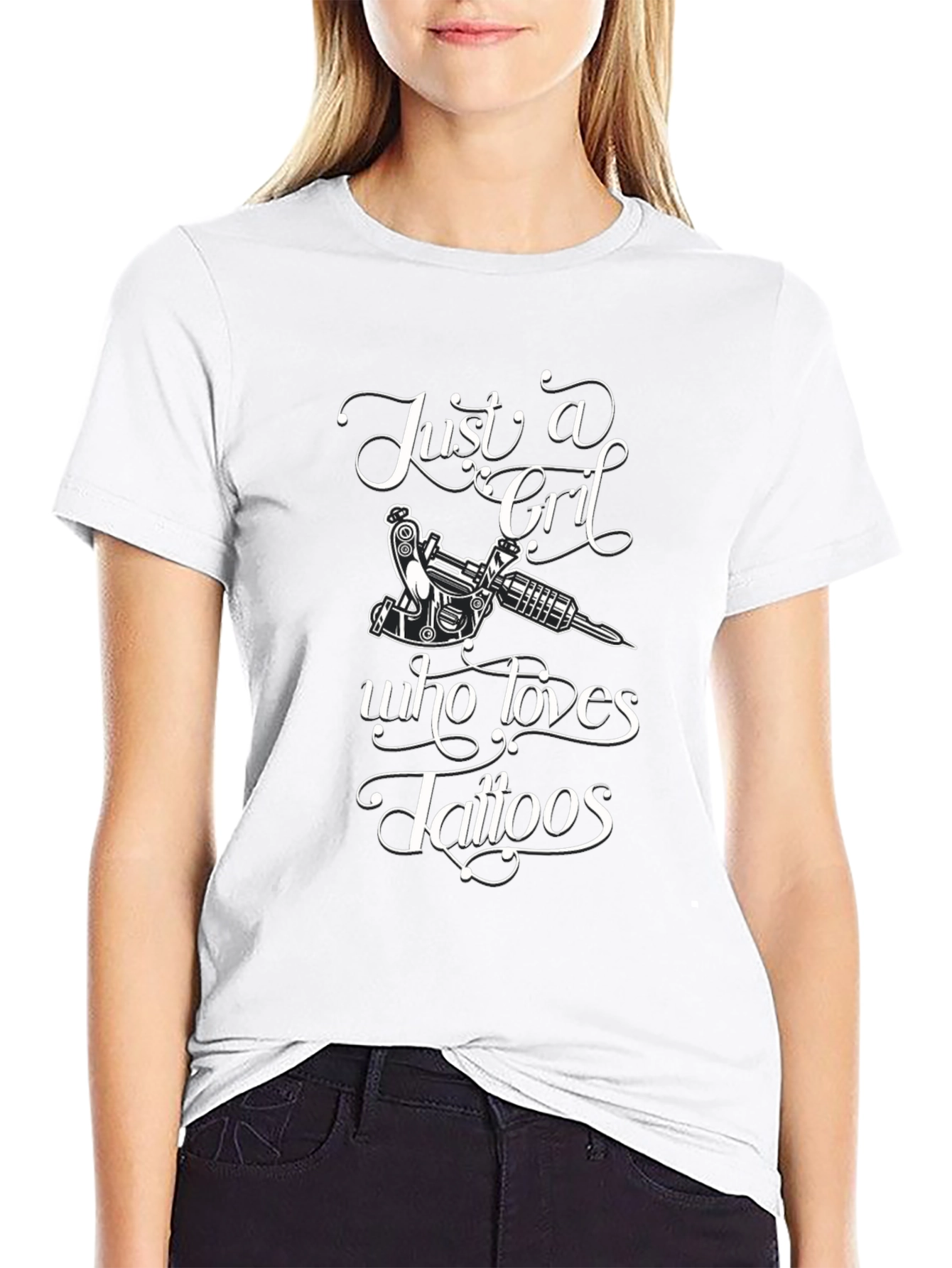 Just a Girl Who Loves Tattoos Black T-Shirt