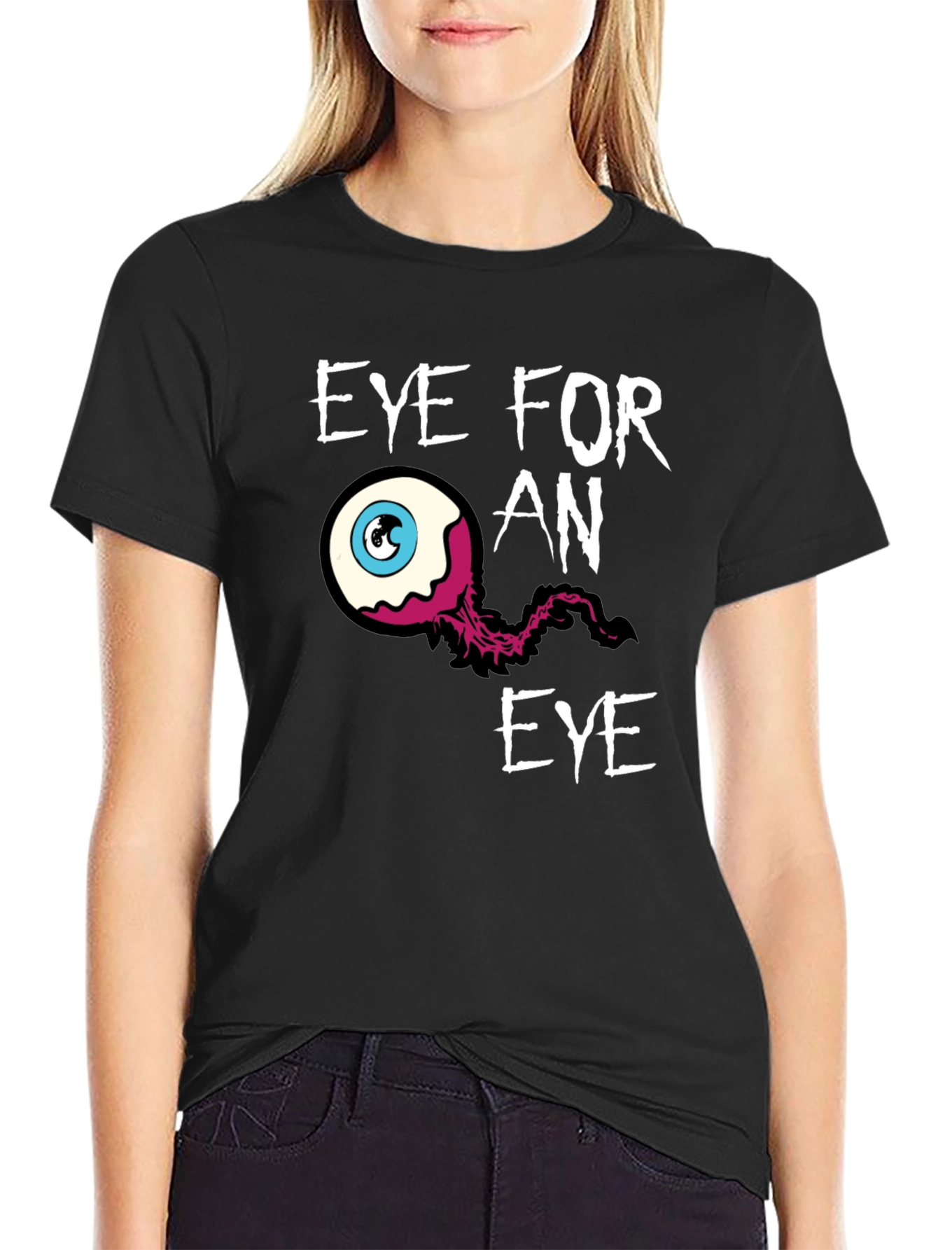 Eye for an Eye Graphic Print Black T-Shirt